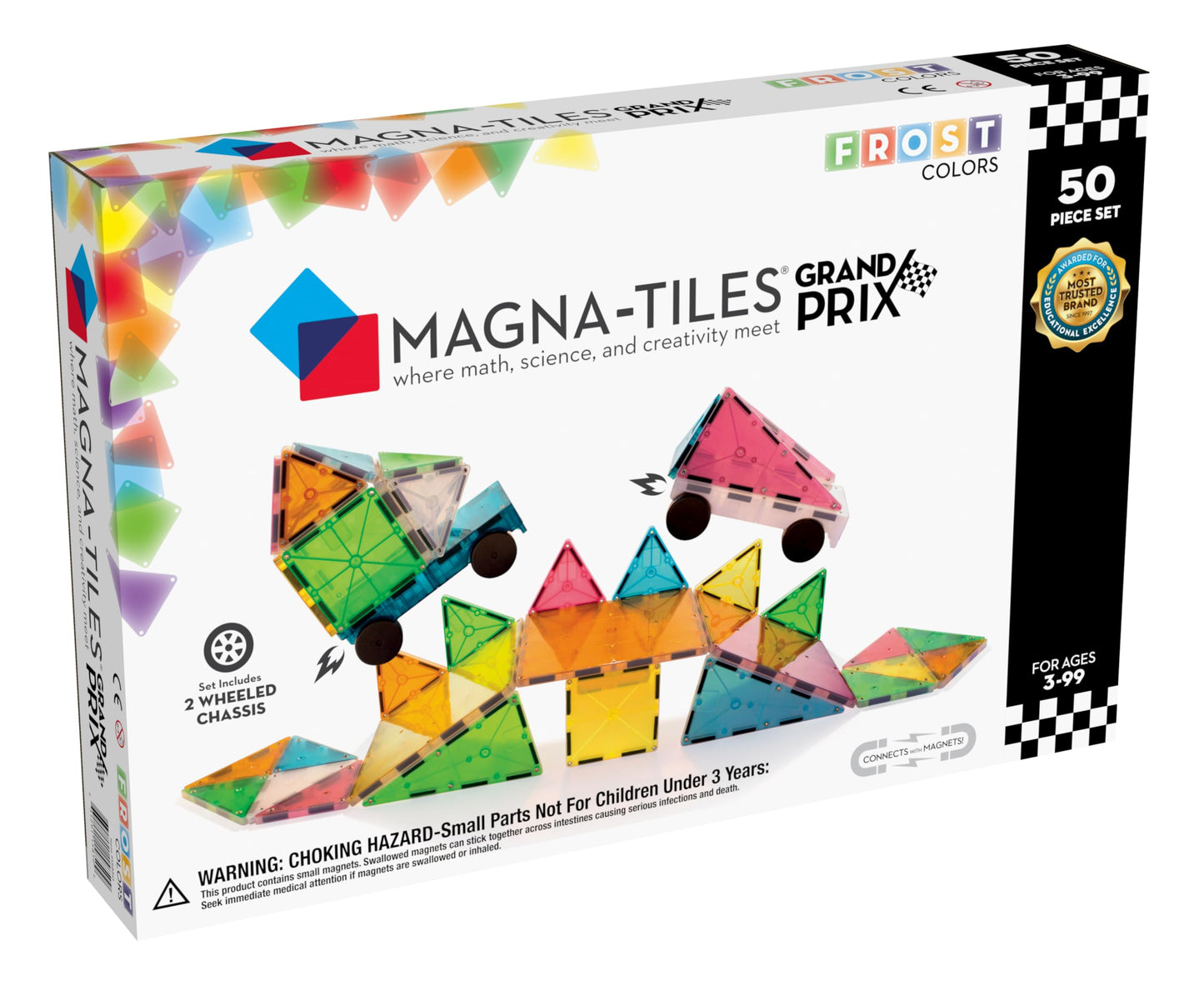 MAGNA-TILES Grand Prix 50-Piece Magnetic Construction Set, The ORIGINAL Magnetic Building Brand