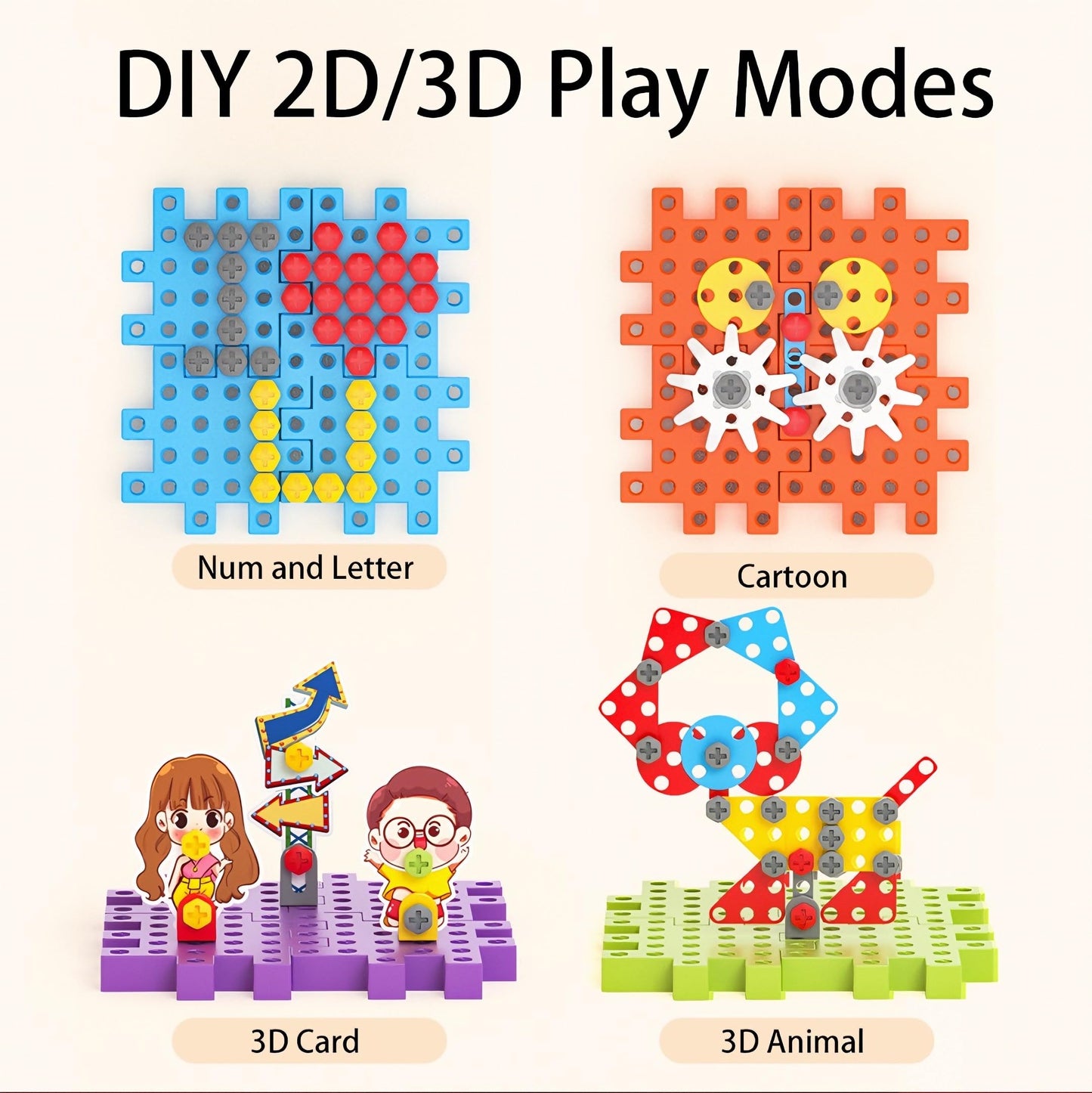 CZOALX Montessori Electric Gear Building Blocks Toys, Kids Tool Set - 234 Pcs Design and Drill Toddler Screws Toy, STEM Educational Construction Toy for Boys Girls Gift Ages 3-5