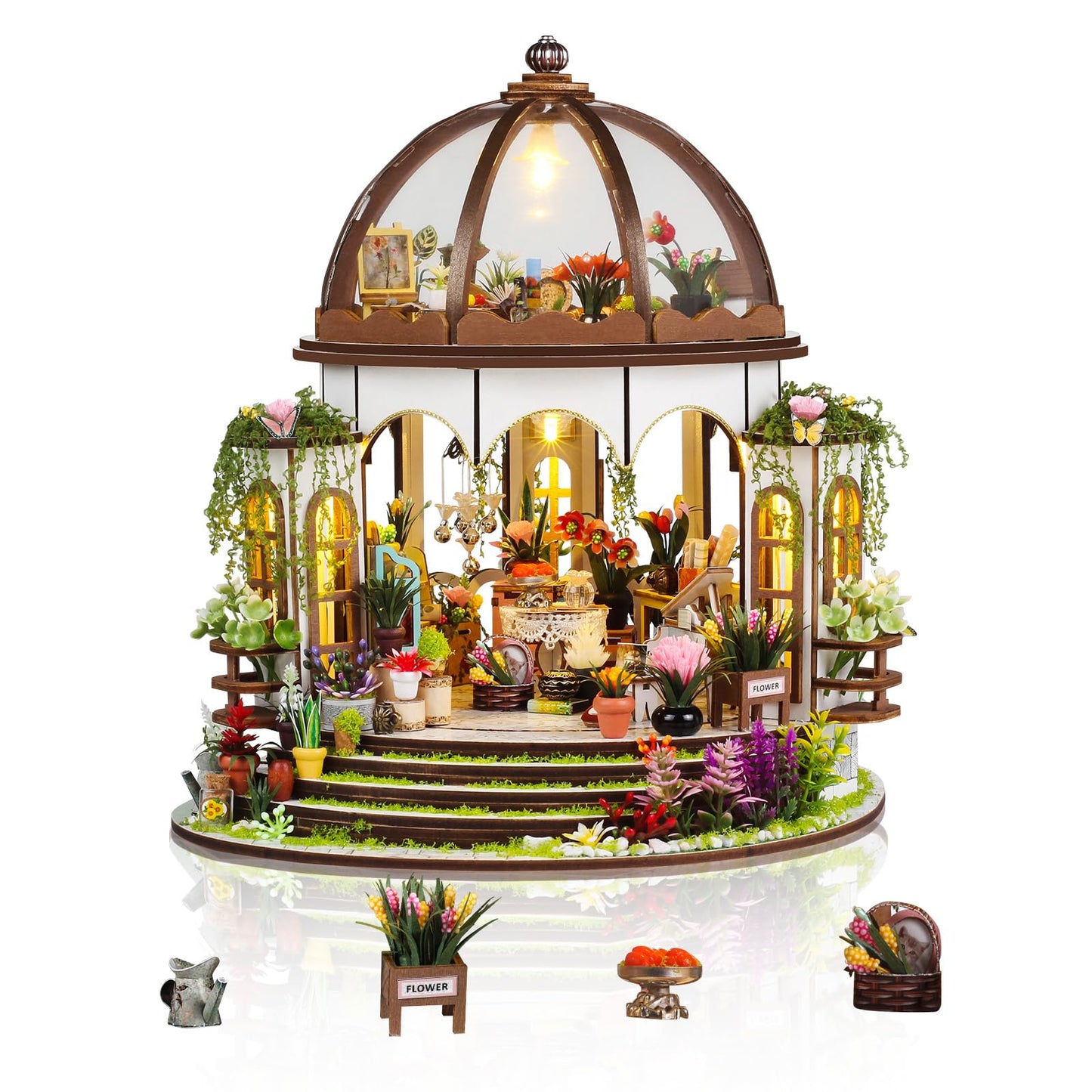Foyucool DIY Miniature Dollhouse Kit, Castle Flower House, Adult DIY Enthusiasts, Unisex Adult