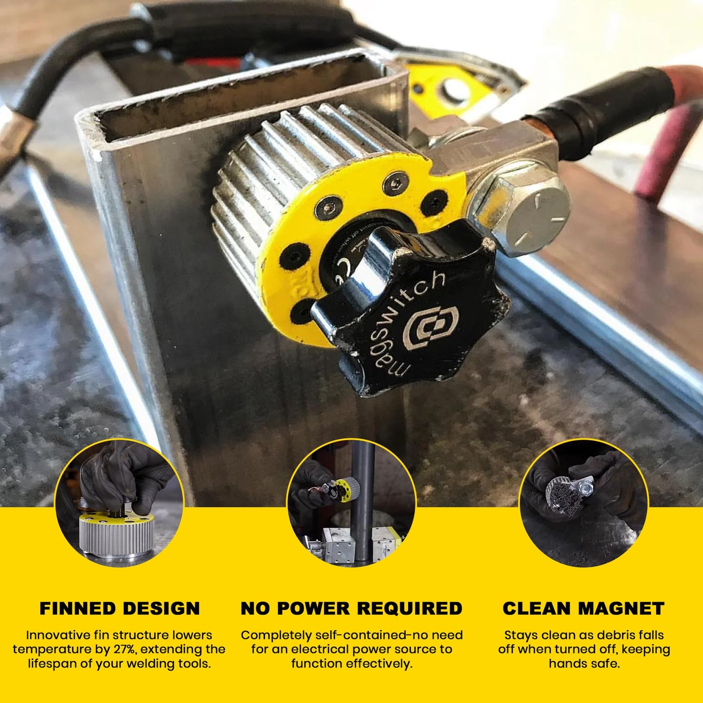 Magswitch 300 Amp Magnetic Welding Ground Base Clamp Holder for Welding Kit, Tools, Supplies and Accessories, Magnet Switch with On/Off Grounding Capabilities, (8100746)