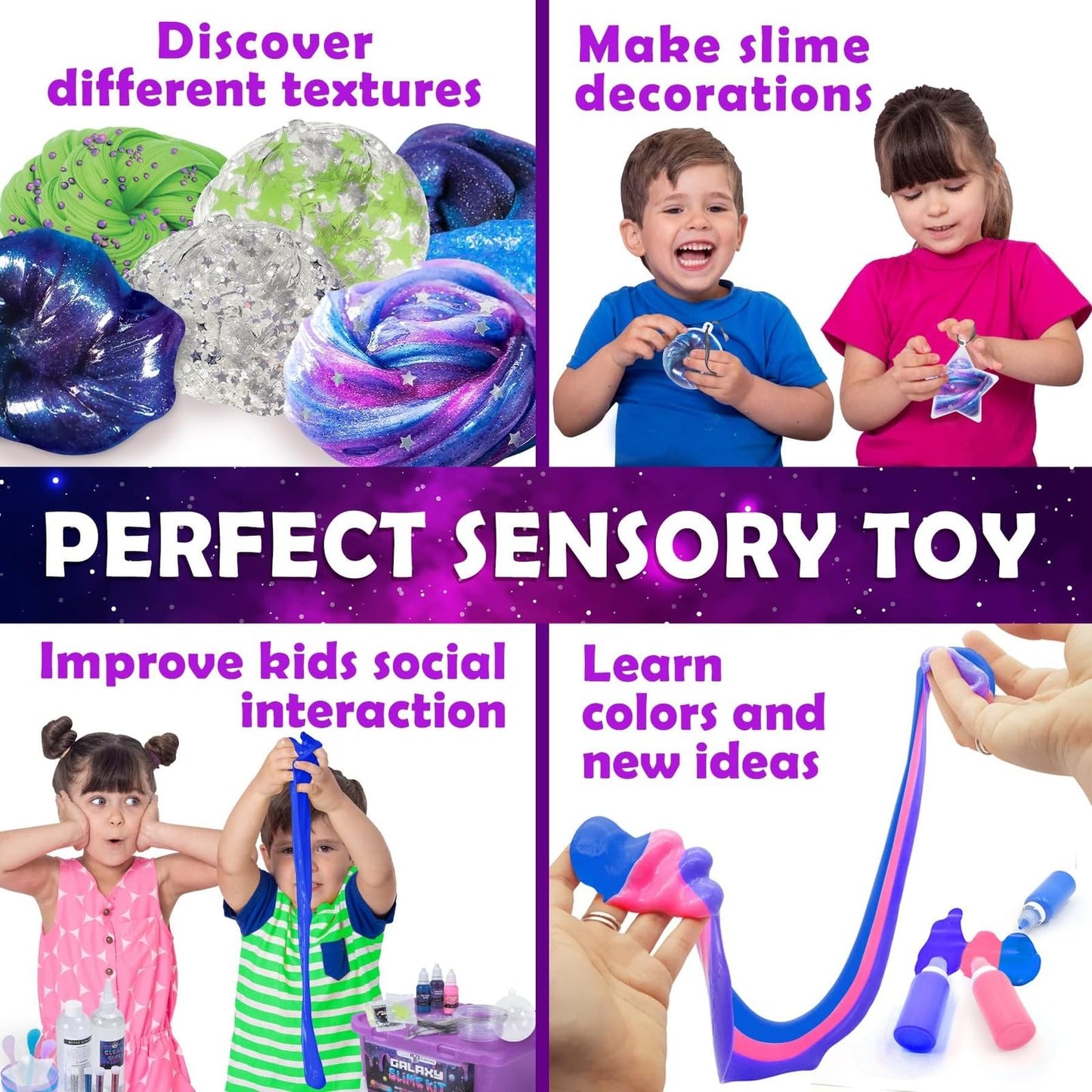 Original Stationery Galaxy Slime Kit, Fun Slime Set with Glow in The Dark Stickers and Glow in The Dark Powder to Make Glitter Slimes & Galactic Slimes