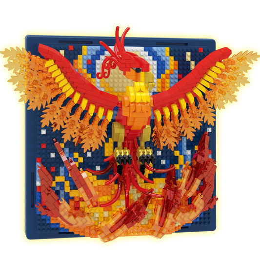 BseSparklion Magic Fire Phoenix Animal 3D Wall Art Micro Mini Building Blocks Set, Unique Home Wall Decor or Table Display, Ideal Gift Toy for Adults & Teens 14+ (1200 PCS)
