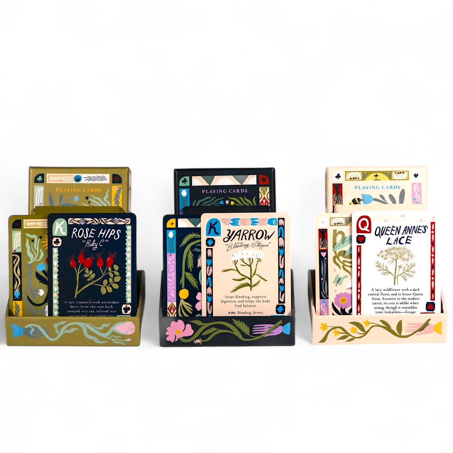 Wild Card Series Trilogy Set | 3 Botanical Playing Card Decks — Wild Remedies, Forest Feast & Woodland Treasures | Learn Nature as You Play | Hand-Illustrated | Includes 20 Classic Games Booklet