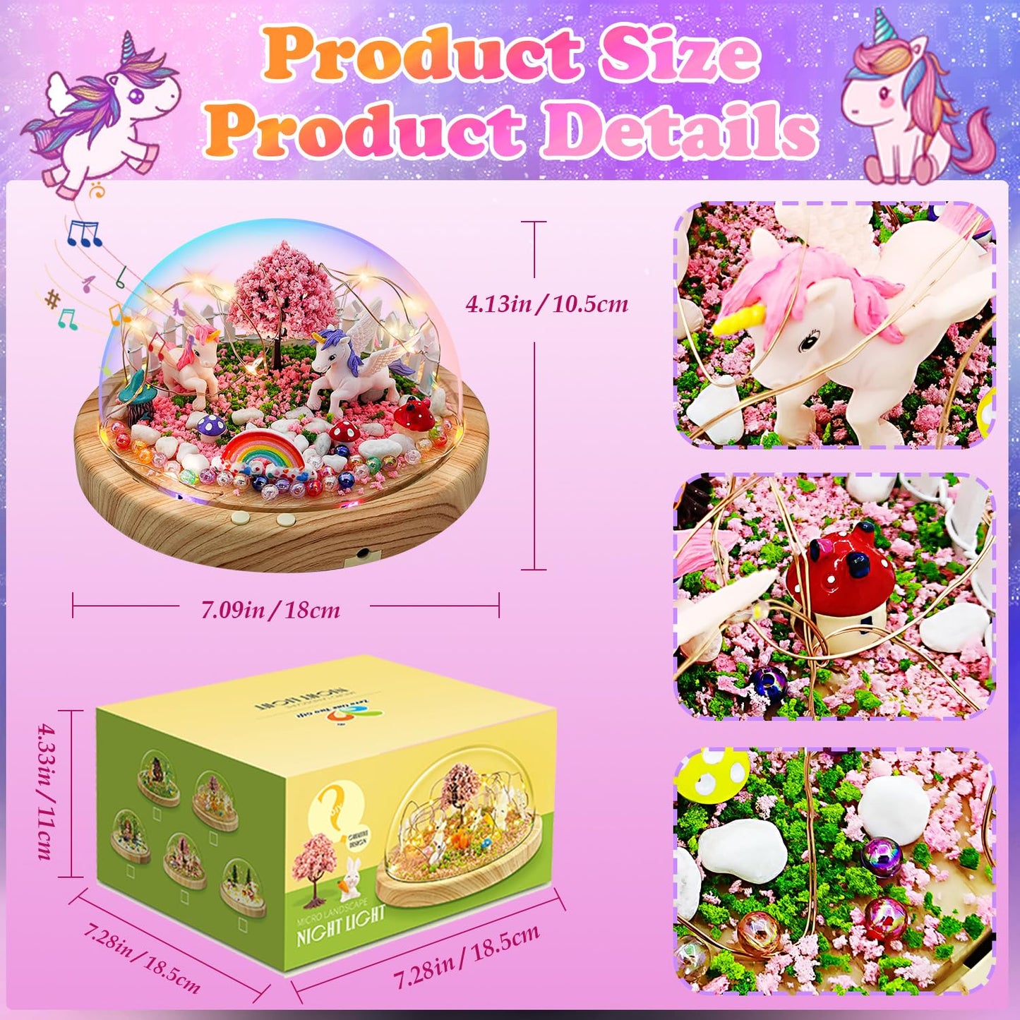 LEFJUBAW Make Your Own Night Light with Music, Unicorn DIY Kits for Girls Night Light USB Upgrade Edition Unicorn Toys, Arts and Crafts Lamp Project for Girls, Gifts for 4 5 6 7 8 9 10 Year Old Girl