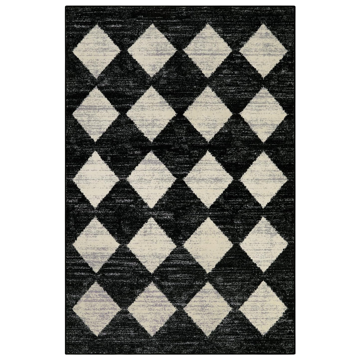 Lahome Machine Washable Area Rugs for Bedroom Aesthetic, 4x6 Soft Living Room Area Rug Non Slip Entryway Rugs, Moroccan Trellis Printed Black and White Indoor Kitchen Carpet for Bedside Office