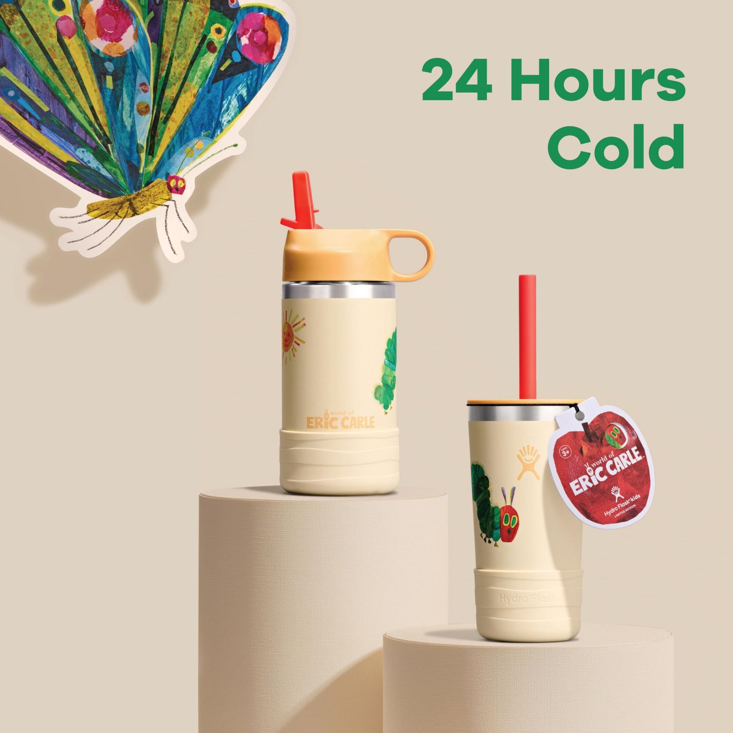 Hydro Flask Kids Water Bottle and Tumbler Bundle Set for School - Stainless Steel and Insulated with Straw Cap - 12 Oz World of Eric Carle™ Fruit