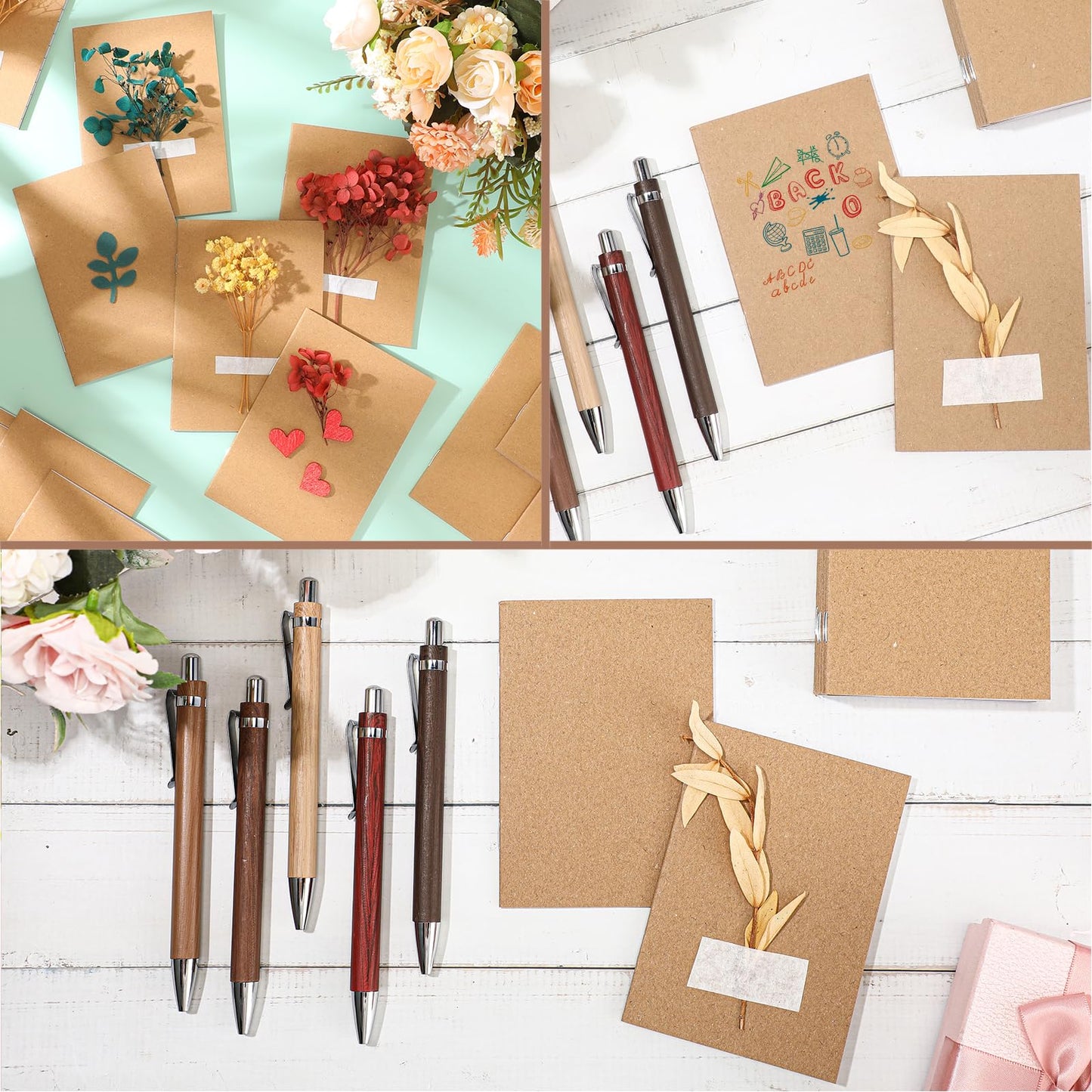 Kisston 50 Sets Mini Pocket Notebook with Pens Bulk Back to School Gifts Small Notepad 3x5 with Bamboo Pens Customized Promotion Prize for School Students Office(Retro Colors)