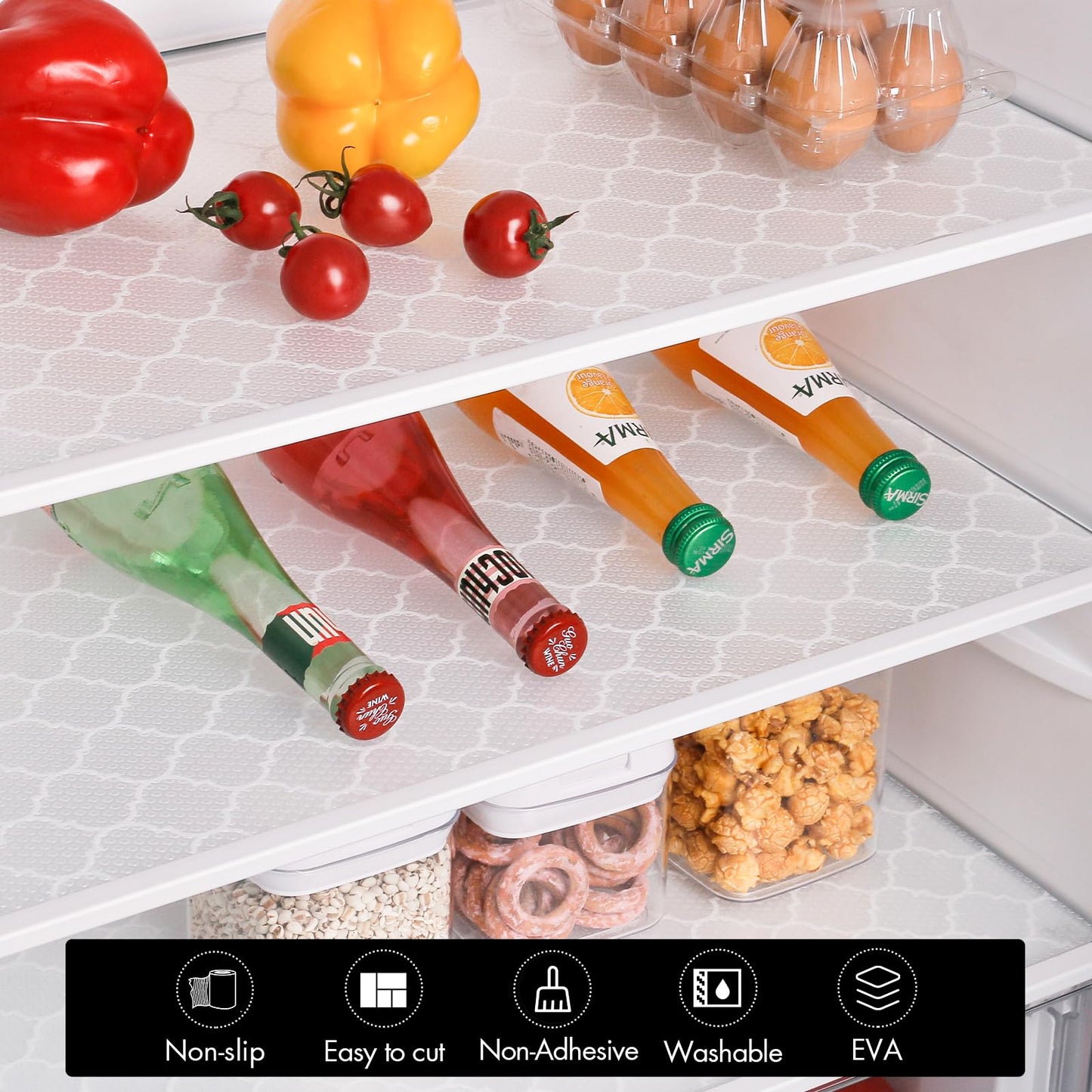 Cooyes Shelf and Drawer Liners for Kitchen Cabinets, Non Adhesive Cabinet Liner, EVA Waterproof Durable Non-Slip Drawer Mats for Shelves, Fridge, Storage, Kitchen Cupboards – Modern Pattern