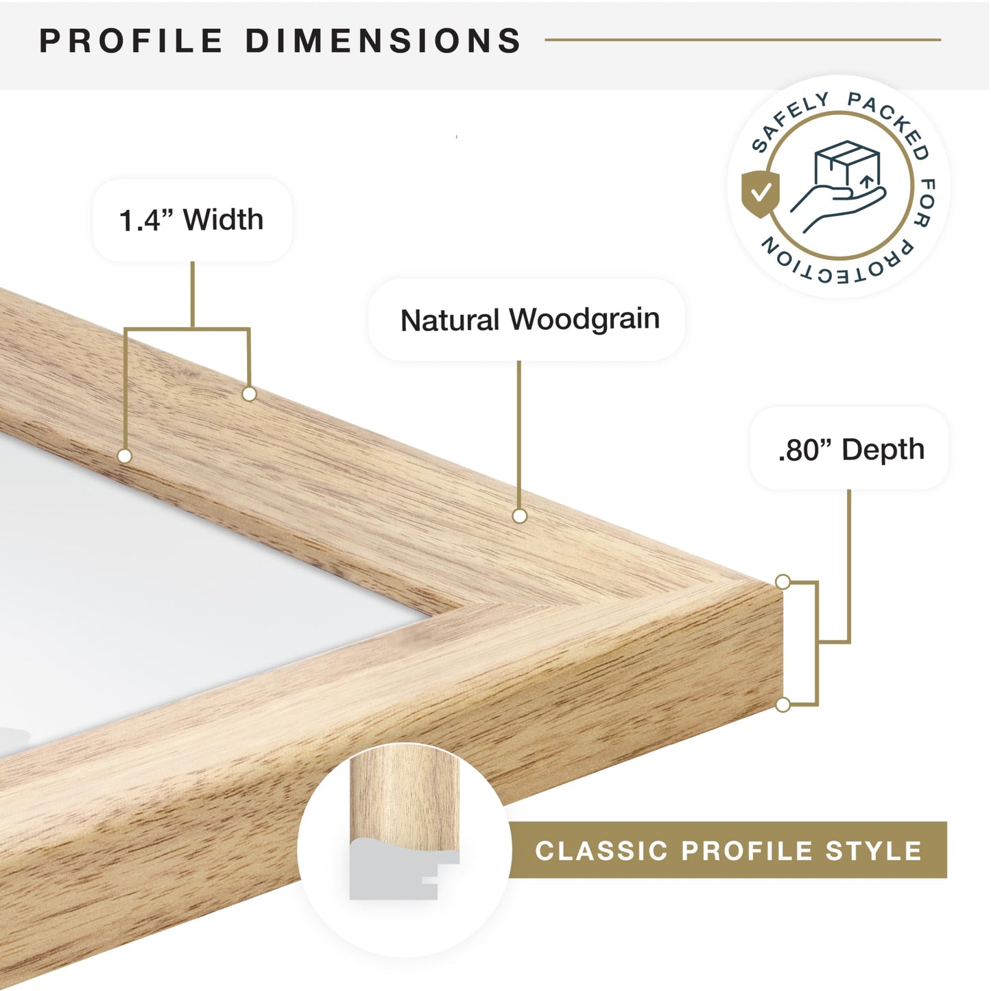 MCS Studio Gallery Classic 24x36 Poster Frame Natural Woodgrain Engineered Wood, Vertical & Horizontal Wall Hanging Large Picture Frame for Photos, Posters & Art Prints (1-Pack)