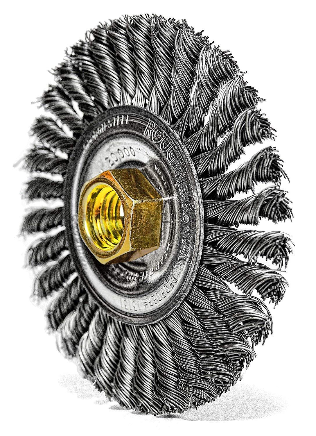 Weiler 13131 4" Roughneck Max Stringer Bead Wire Wheel, 0.020" Steel Fill, 5/8"-11 UNC Nut (Pack of 5)