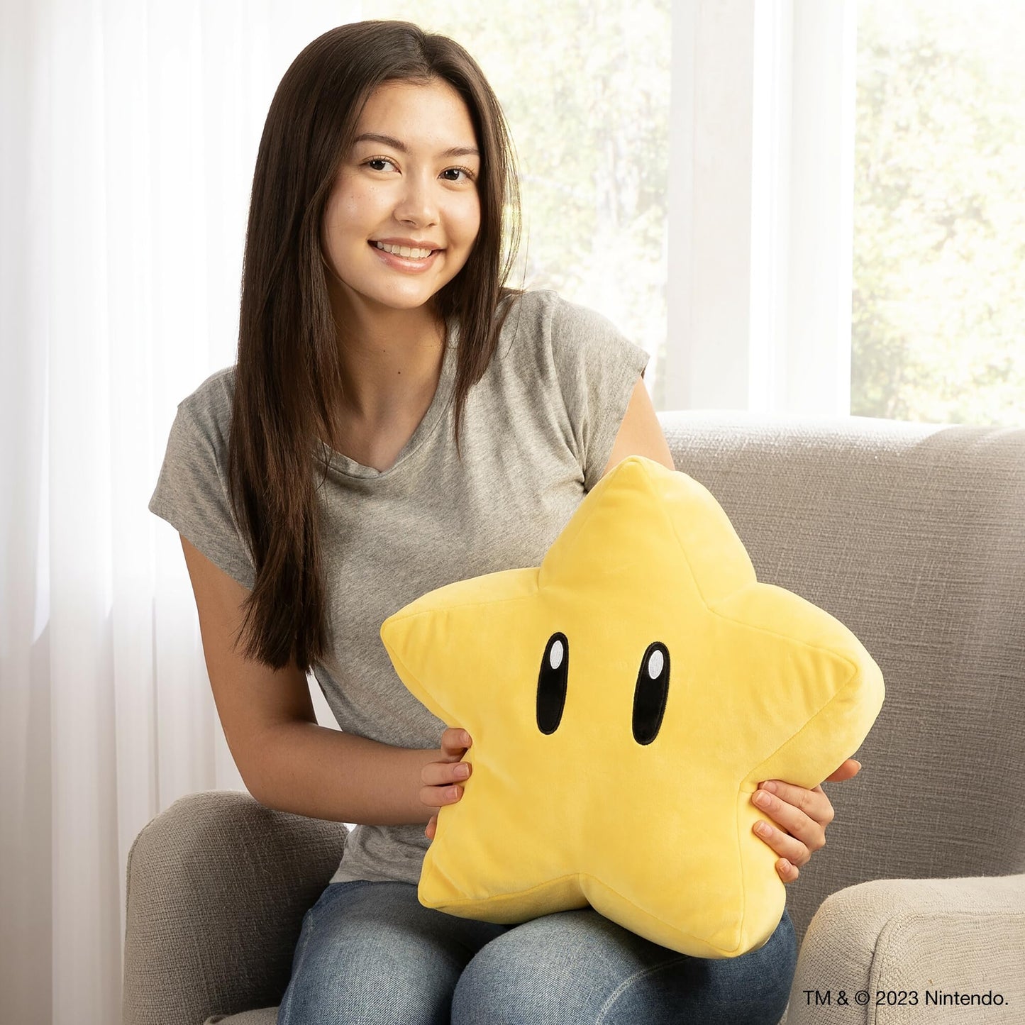 Club Mocchi Mocchi- Super Mario Plush - Super Star Plushie - Squishy Collectible Mario Toys and Plushies - 15 inch