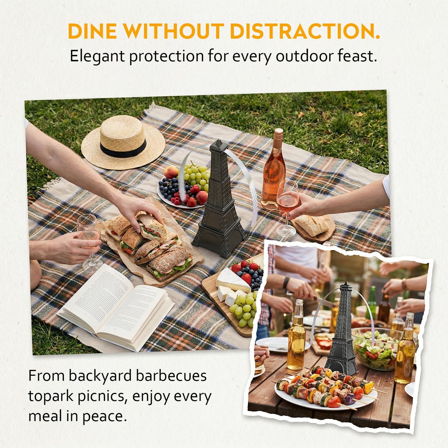 STUHAND Fly Fans for Tables, Fly Repellent Fan Keep Flies Away, Battery Powered Bug Fans with Holographic Blades for Picnic, BBQ, Restaurant, Party and Kitchen, Indoor and Outdoor 4 Pack