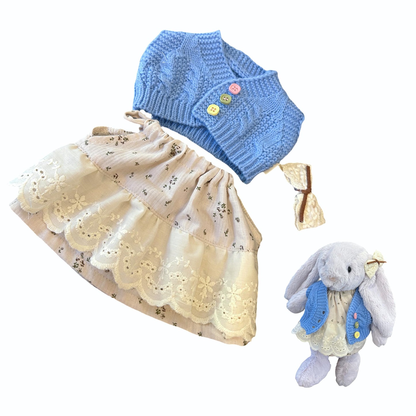 LICHADUOLE 9-12"/31cm Plush Outfit 3-Piece Set for Bashful Series Teddy Bears Under 31cm Stuffed Animal Clothes（NO Doll）