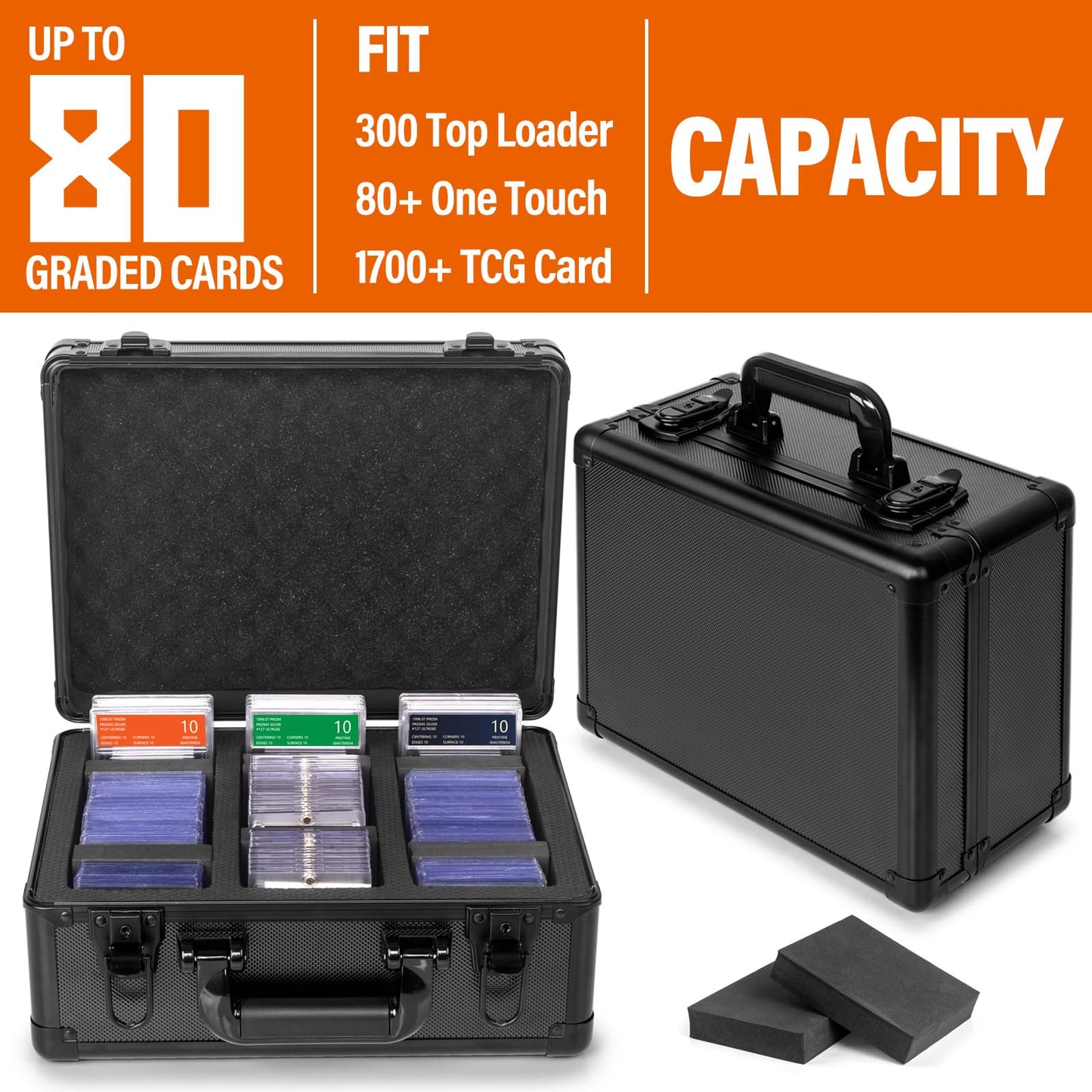 MIXPOET Graded Card Storage Box, Top Loaders Storage Case, Sports Trading Card Box, Cards Slab Case PSA MTG CSG BGS SGC Magnetic Holder, Waterproof Carrying Collector Storage Boxes