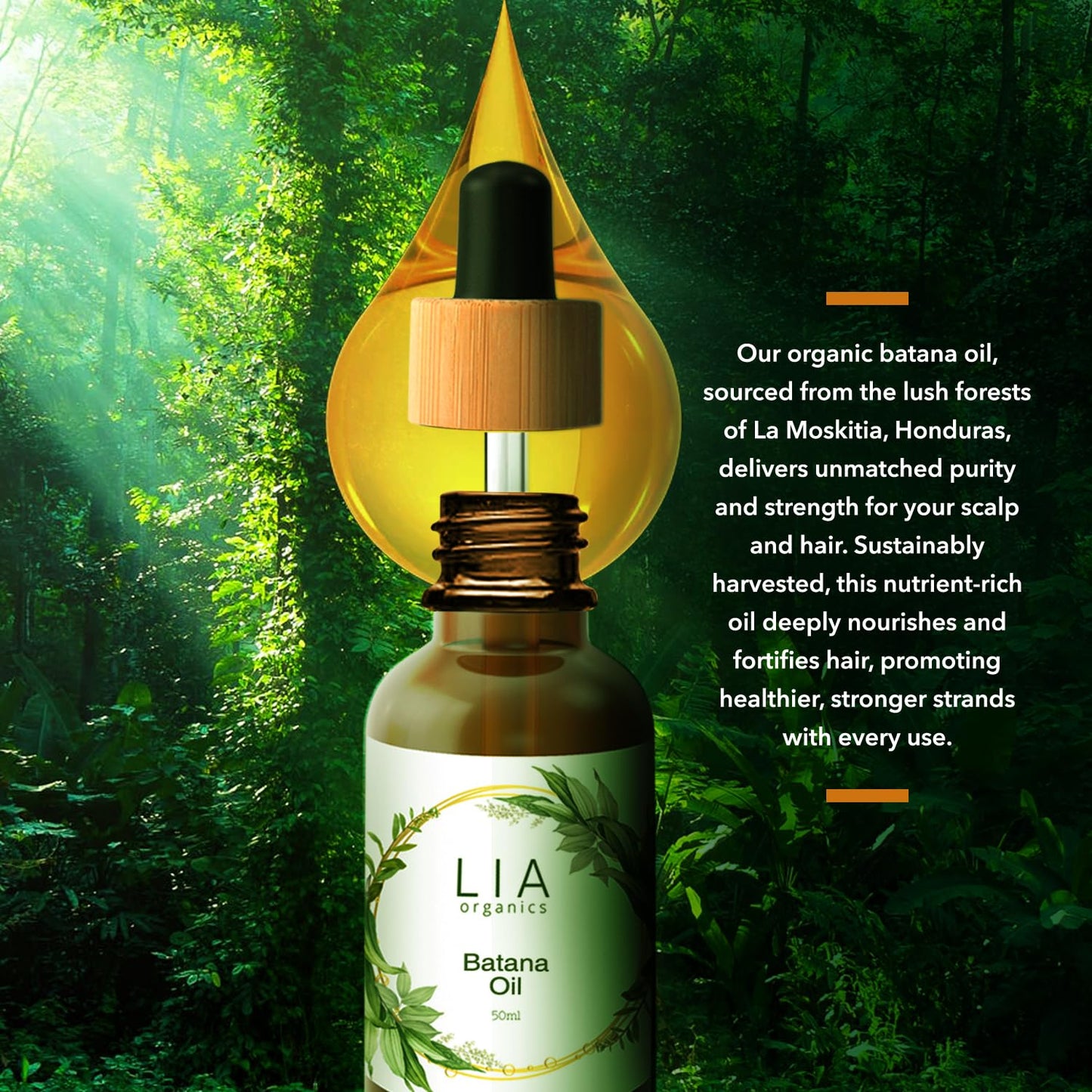 Lia Organics Batana Oil - 100 Percent Pure Batana Oil Organic - Holistic Golden Herbal Batana Oil- Dr. Sebi - Pure Batana Oil from Honduras - For Men, Women, Postpartum, Thinning Hair, Hair Loss