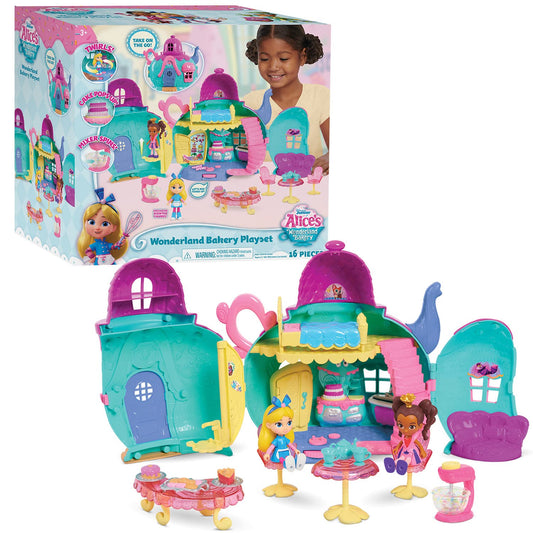 Disney Junior Alice’s Wonderland Bakery Playset and Toy Figures, 15 Pieces, Officially Licensed Kids Toys for Ages 3 Up, Gifts and Presents, Amazon Exclusive
