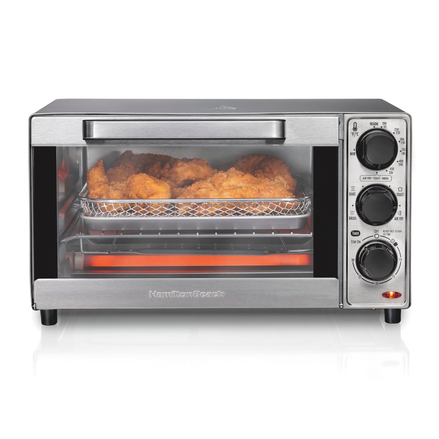 Hamilton Beach Sure-Crisp Air Fryer Toaster Oven Combo, Fits 9” Pizza, 4 Slice Capacity, Powerful Circulation, Auto Shutoff, Stainless Steel (31403)
