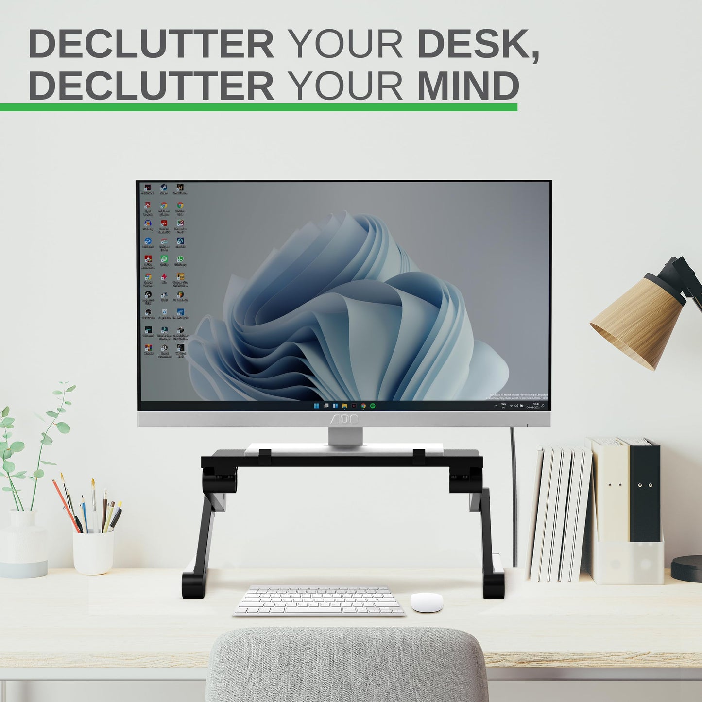 WorkEZ Monitor Stand, Single Mount Height Adjustable Monitor Riser for Desk, Ergonomic Desktop Computer Stand