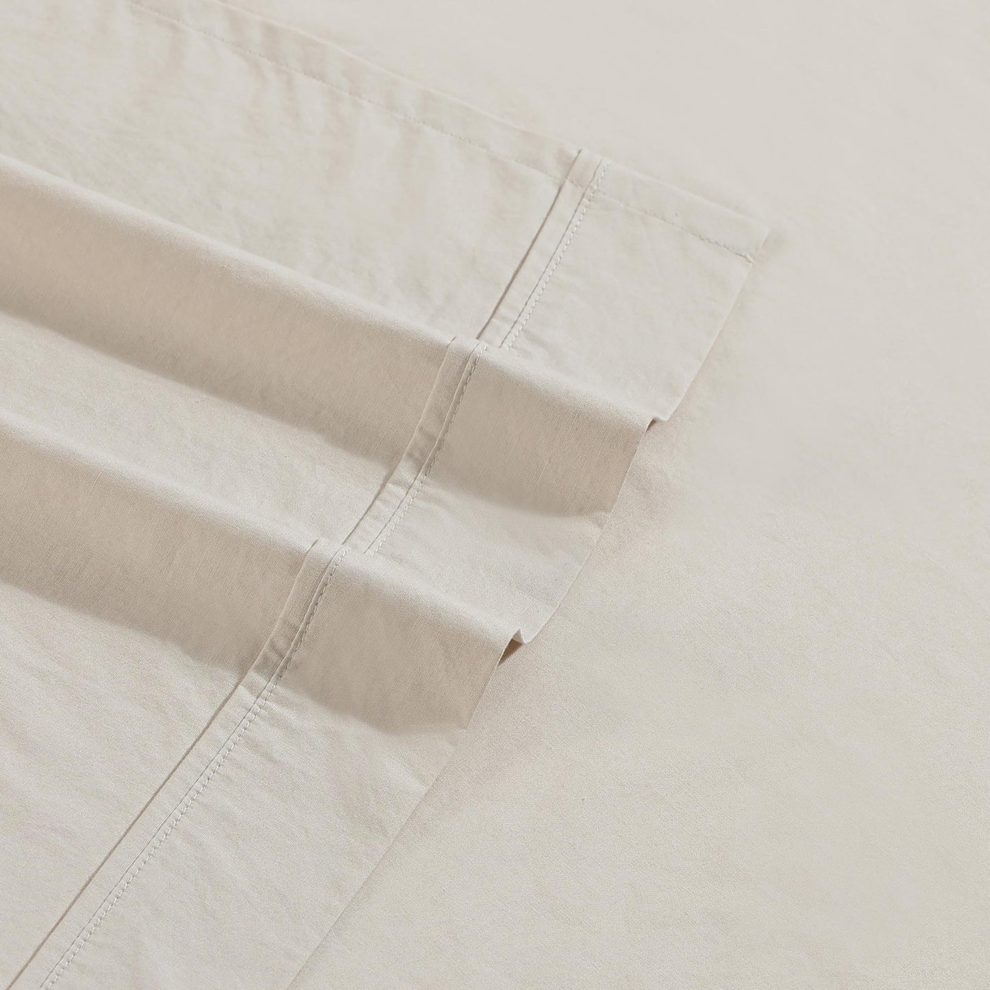 Calvin Klein - Queen Sheet Set with Fitted Sheet & Pillowcases, 100% Cotton Percale Bedding, Crisp & Cool, Deep Pocket, Washed Percale Light Beige