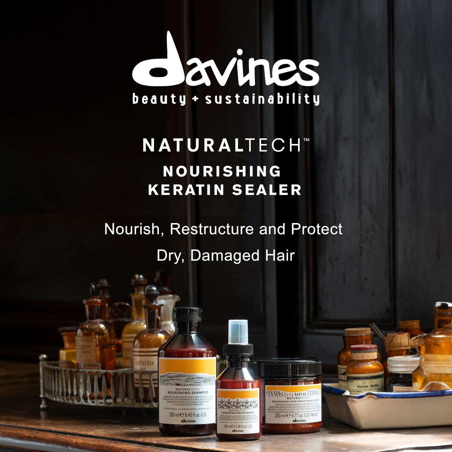 Davines Naturaltech NOURISHING Keratin Sealer, No Rinse Softening And Protection to Strengthen And Defend Against Split Ends, 3.38 Fl. Oz.