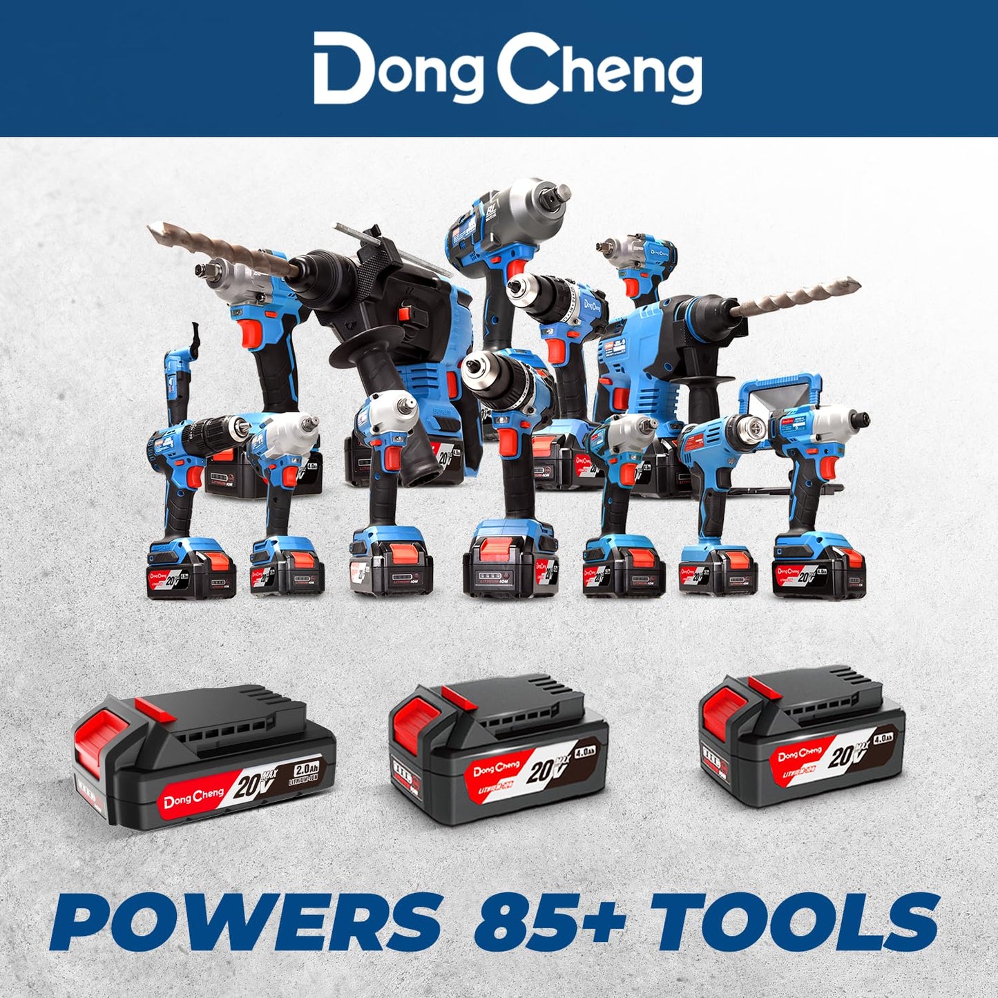 Dong Cheng Cordless Angle Grinder 20V 4-1/2 inch, 9000RPM with Variable Speed, Slide Switch, DSC Protection for Cutting, Grinding, Polishing, Included 6 Discs & 4.0Ah Battery Charger Kit