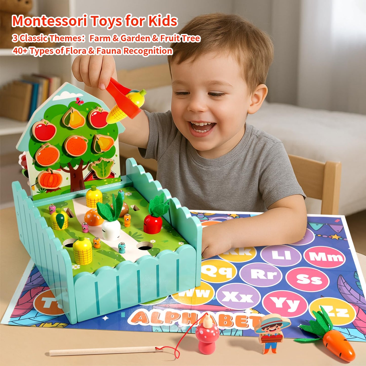 Toddlers Montessori Wooden Educational Toys for 2 3 4 Year Old | Birthday Gifts for Boys & Girls,Preschool Learning Toys for Speech Therapy & Fine Motor Skills Development