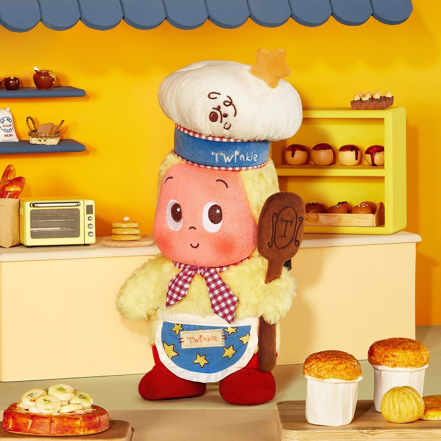 POP MART Moon Gelato Series-Baker Plush Doll, 38 cm Height Figurine, Twinkle Twinkle Figure for Home Room Decor, Collectible Gifts for Desk Accessories