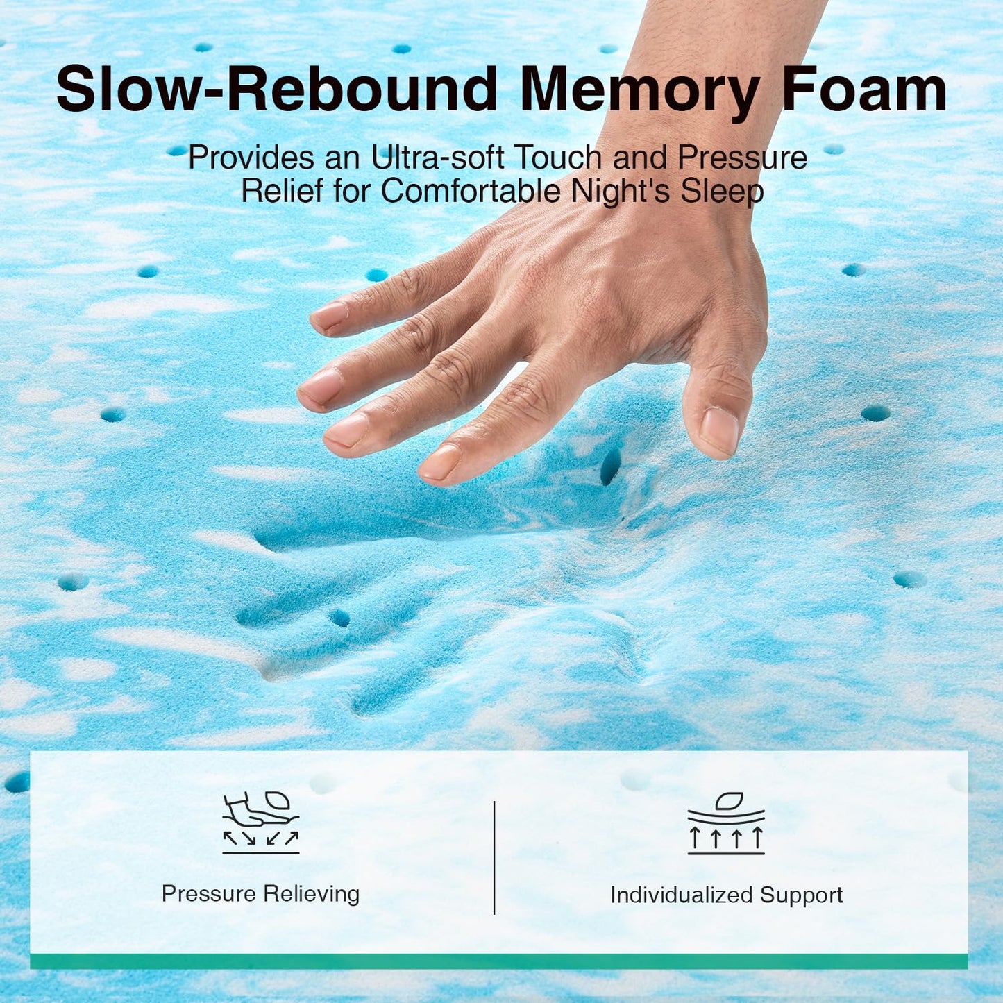 Novilla Full Memory Foam Mattress Topper 3 Inch, Cooling Gel Infused, Ventilated Pressure Relief Pad, Medium Comfort for Sofa, RV, Camper, Dorm Room