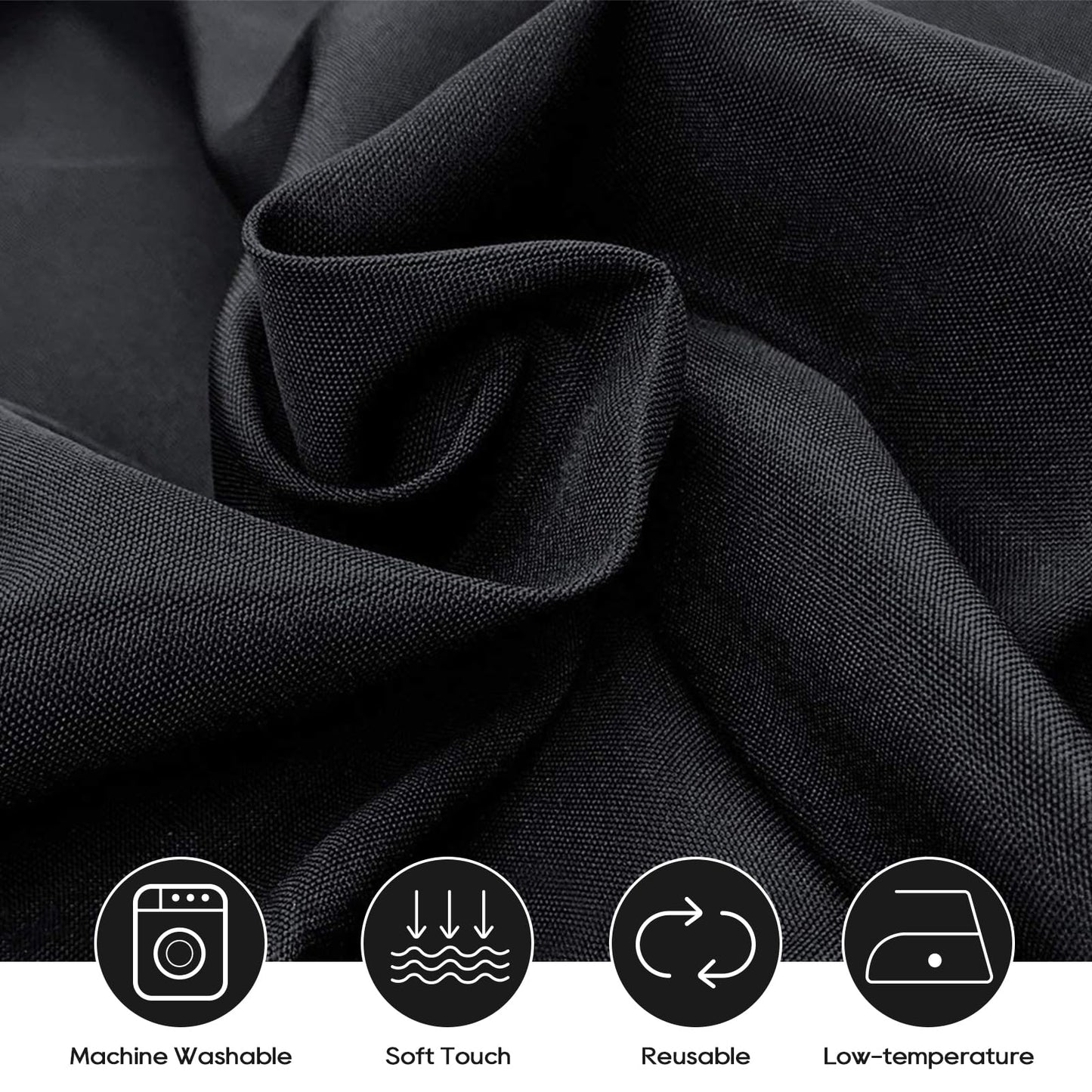 Surmente 5 Pack Black Tablecloth 90 x 132-inch Rectangular Polyester Table Cloth for Weddings, Banquets, or Restaurants