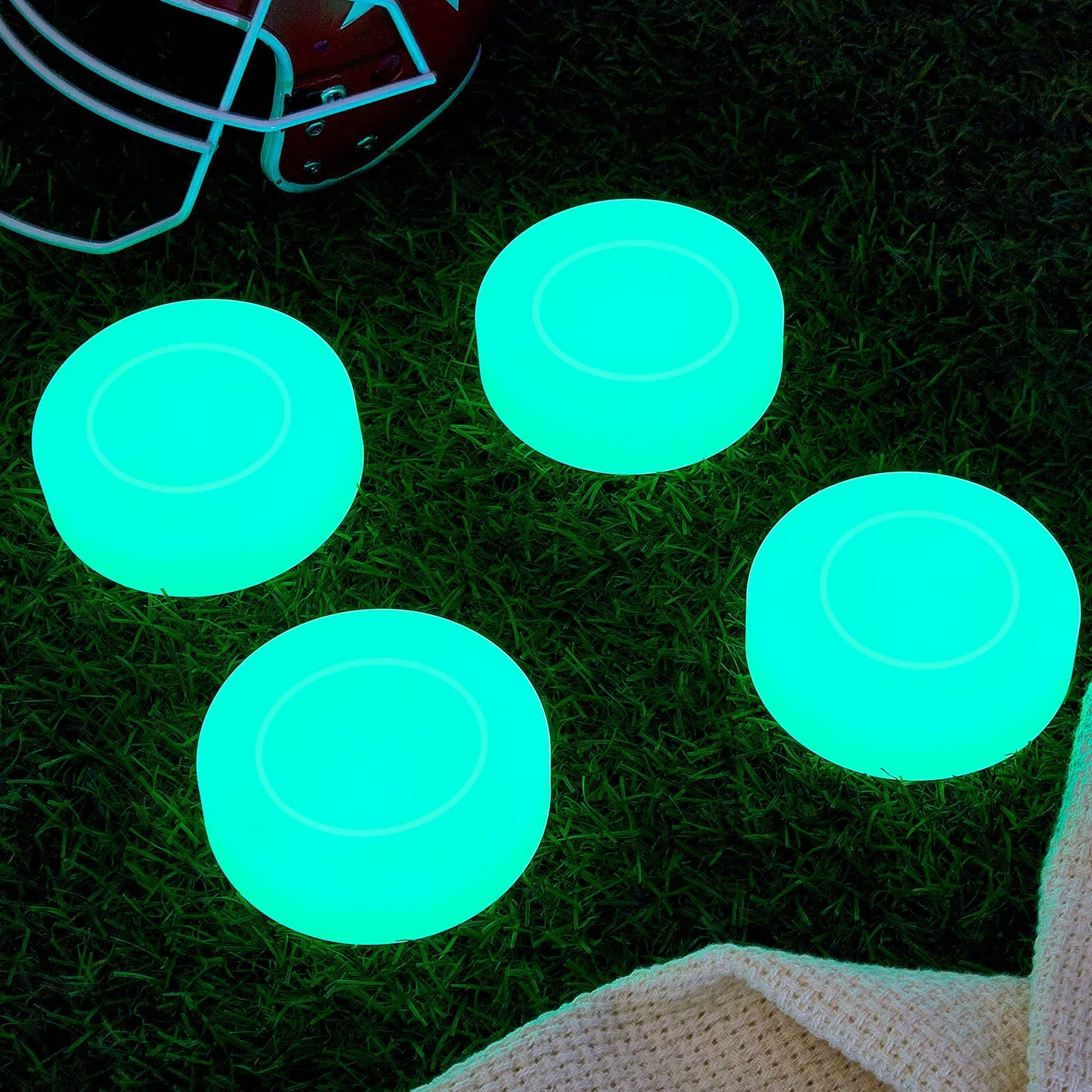 Ice Hockey Puck Glow in The Dark Party Pucks Green Floor Puck for Kids Adults Youth Outdoor Games Gifts(24 Pcs)