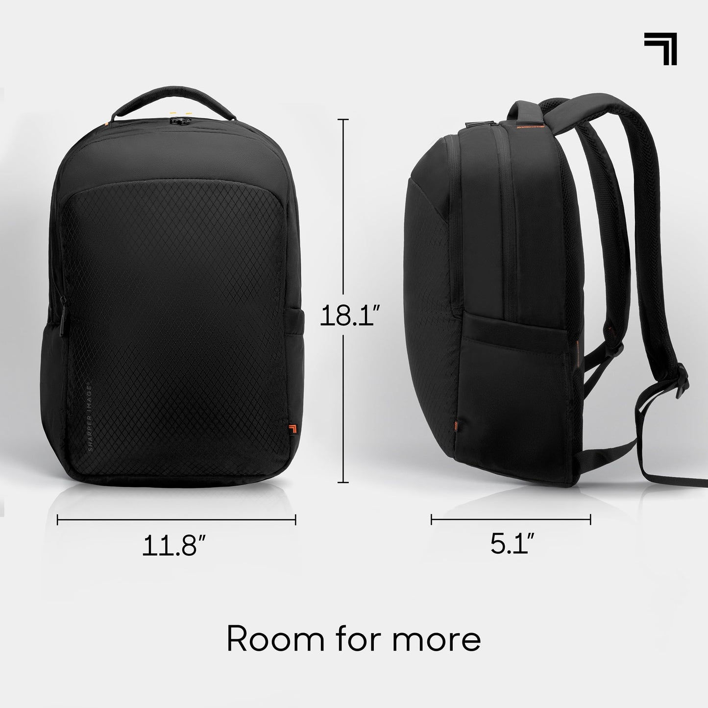 Sharper Image Laptop Backpack, 23L Heavy Duty & Water Resistant Travel Back Pack for Business Work, College School Bag for Men & Women, Fits 16” Computer, Black (Metro Collection)