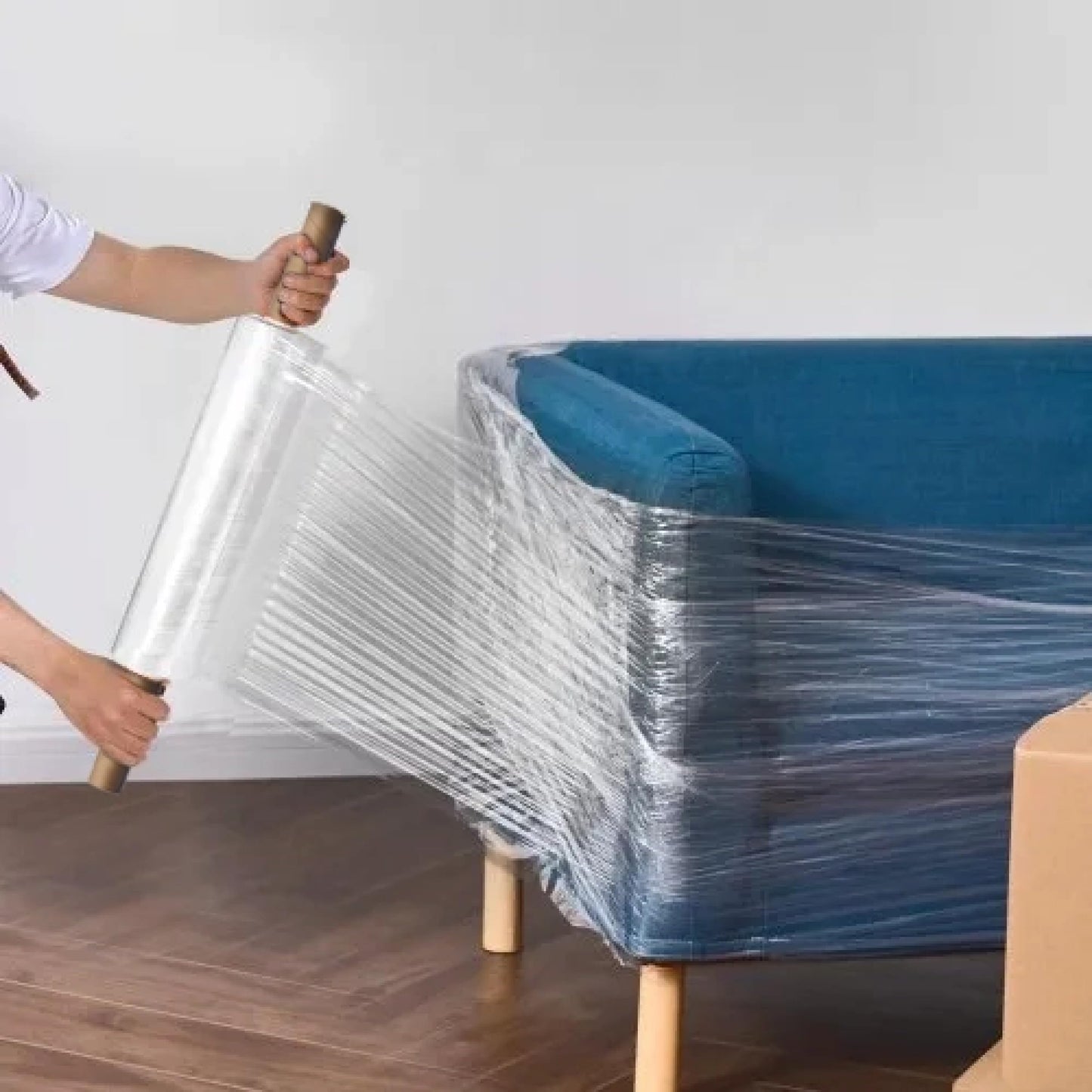 The Boxery 20" x 1000' -4 Rolls (4000ft Total) Cast Stretch Wrap with Handles – 80 Gauge Clear Film – Extended Core Hand Wrap for Smooth, Quiet, Heavy-Duty Wrapping