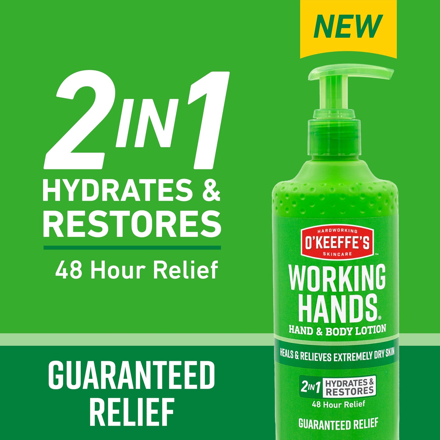 O'Keeffe's Working Hands Hand and Body Lotion, 12oz Pump (Pack of 2) - Heals and Relieves Extremely Dry Skin