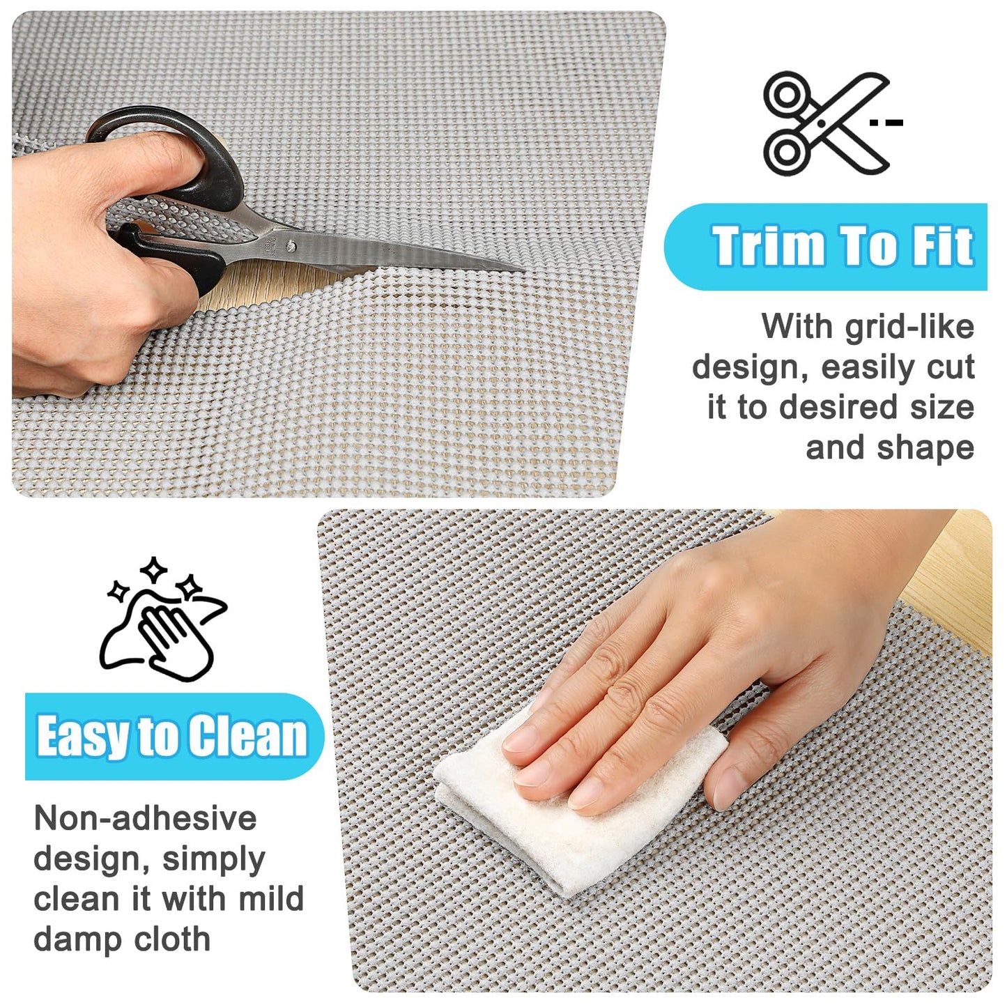 Songrey Non-Adhesive Drawer and Shelf Liner, Non Slip Cabinet Liners, Protect Kitchen Cupboard, Bathroom Drawers, Breathable, Thick Strong Grip mat (12IN x 20FT, Light Gray)