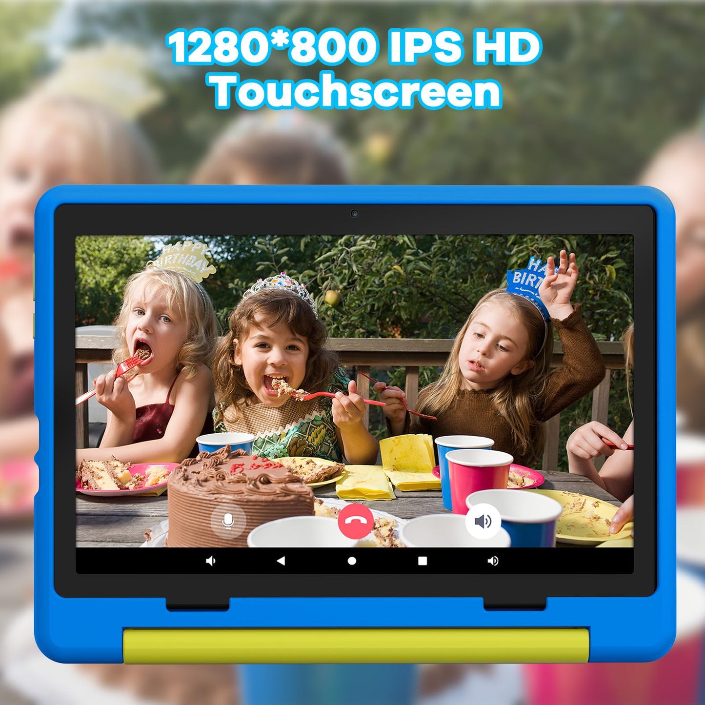Jeazans Kids Tablet｜Upgraded Android 14 Tablet 10 inch for Kids with Protective Case｜Octa-Core｜64GB｜1TB TF Card Expandable｜Dual Camera｜Parental Control｜Pre-intalled KIDOZ｜Great Gift for Toddler(Blue)
