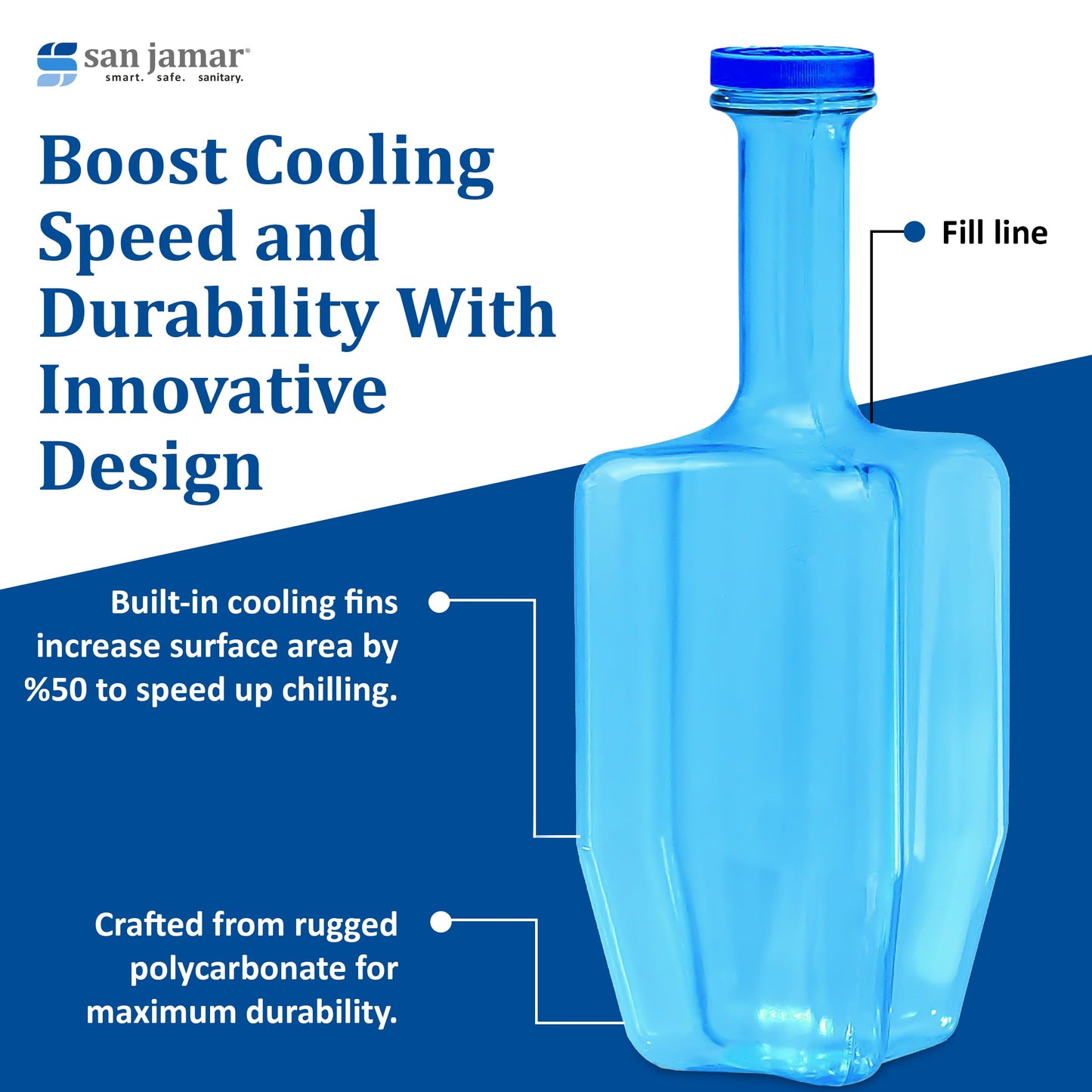 San Jamar Rapi-Kool Cold Paddle Chill Utensil for Chilling Soups and Hot Liquids In Restaurants and Kitchens, Plastic, 64 Ounces, Blue, (Set of 2)