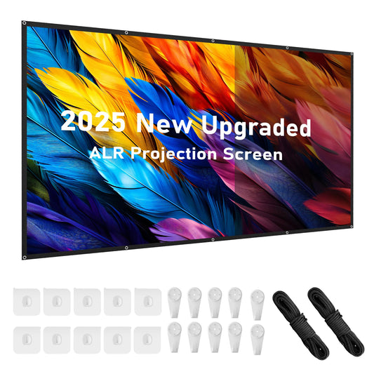 AAJK ALR Projector Screen, 4K Movie Projector Screen 16:9 HD Foldable Anti-Crease Portable Projector, Movies Screen for Home Theater Outdoor Indoor Support Double Sided Projection (120in Pro)