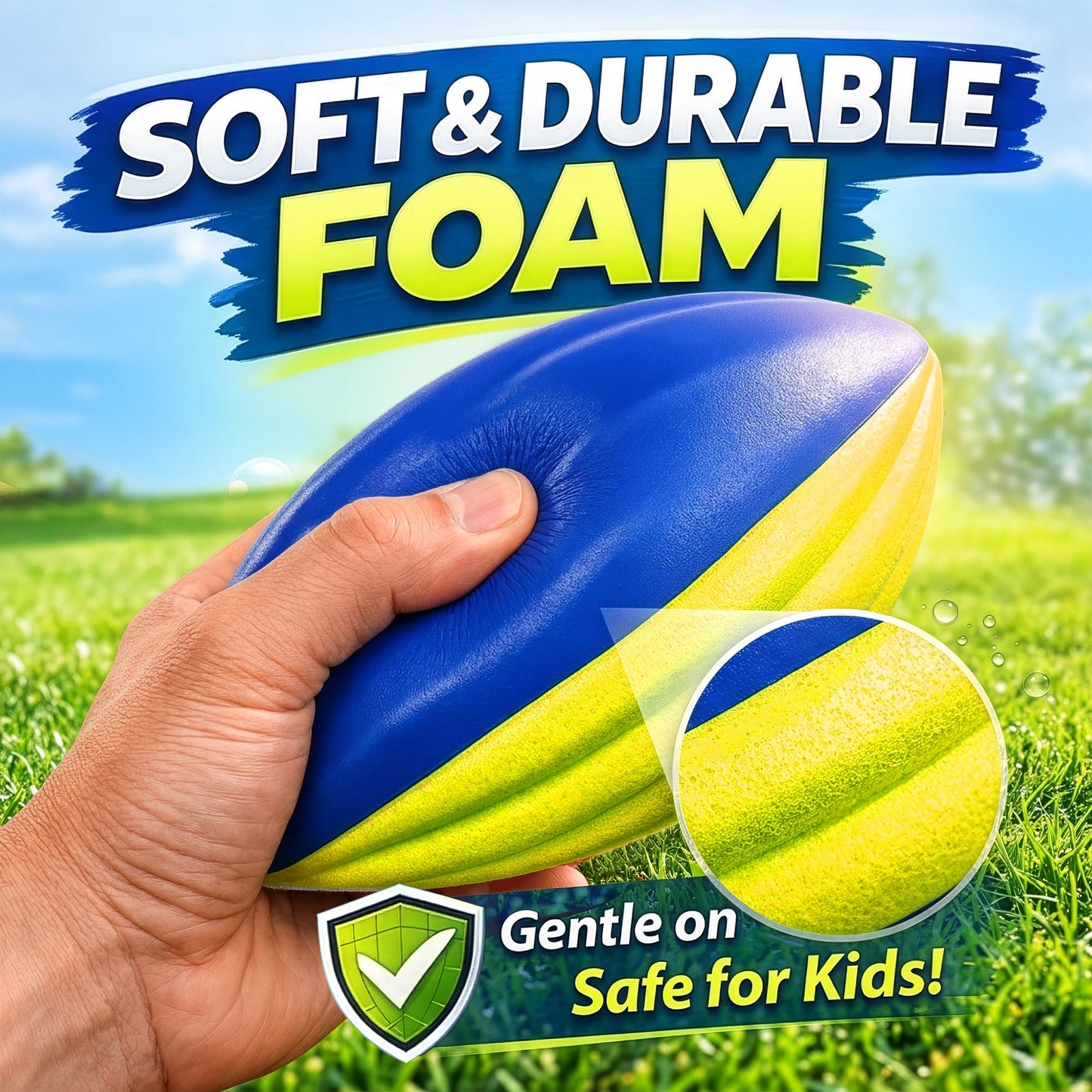 8.5" Foam Spiral Football PU Soft Balls, Set of 3, for Kids Sports Training Practice Indoor Outdoor Play