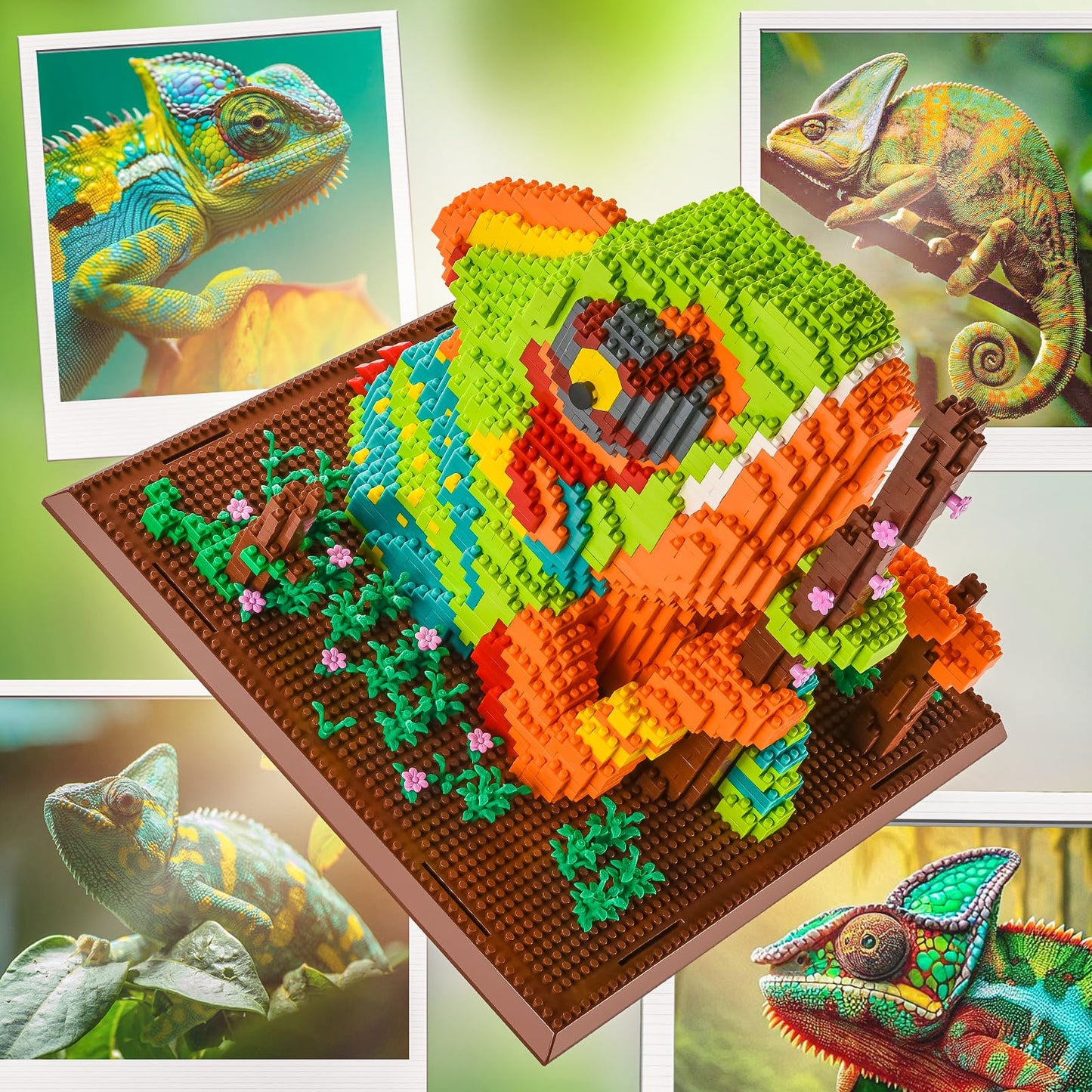 BNG Wall Art Chameleon Building Sets for Adult,Animals Building Bocks Set for Wall Decor or Table Display,Unique Gifts for Adult,Teens and Kids 14+(2688 PCS)