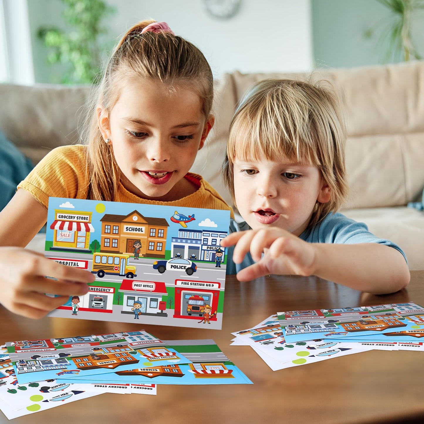 Frienda Set of 24 Community Helpers Giant Sticker Scene Community Helpers Educational Learning Kit Career Sticker Set Toys for Preschool Classroom Bulletin Board Decorations Flash Cards Crafts