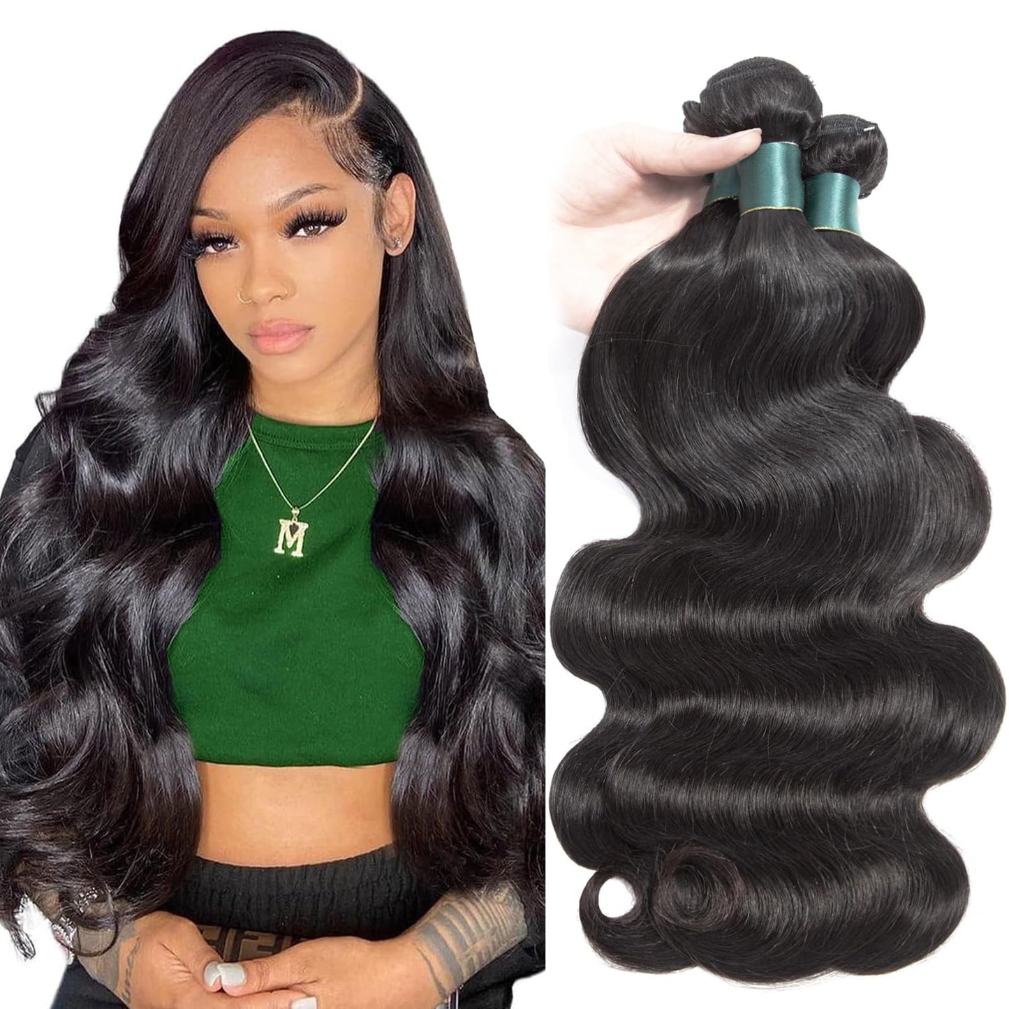 Superfect Brazilian Human Hair Bundles 18 20 22 Inch Body Wave Bundles Human Hair 12A 100% Unprocessed Virgin Hair Weave 3 Bundles Deals Human Hair Natural Black Color (18 20 22, Body Wave 3 Bundles)