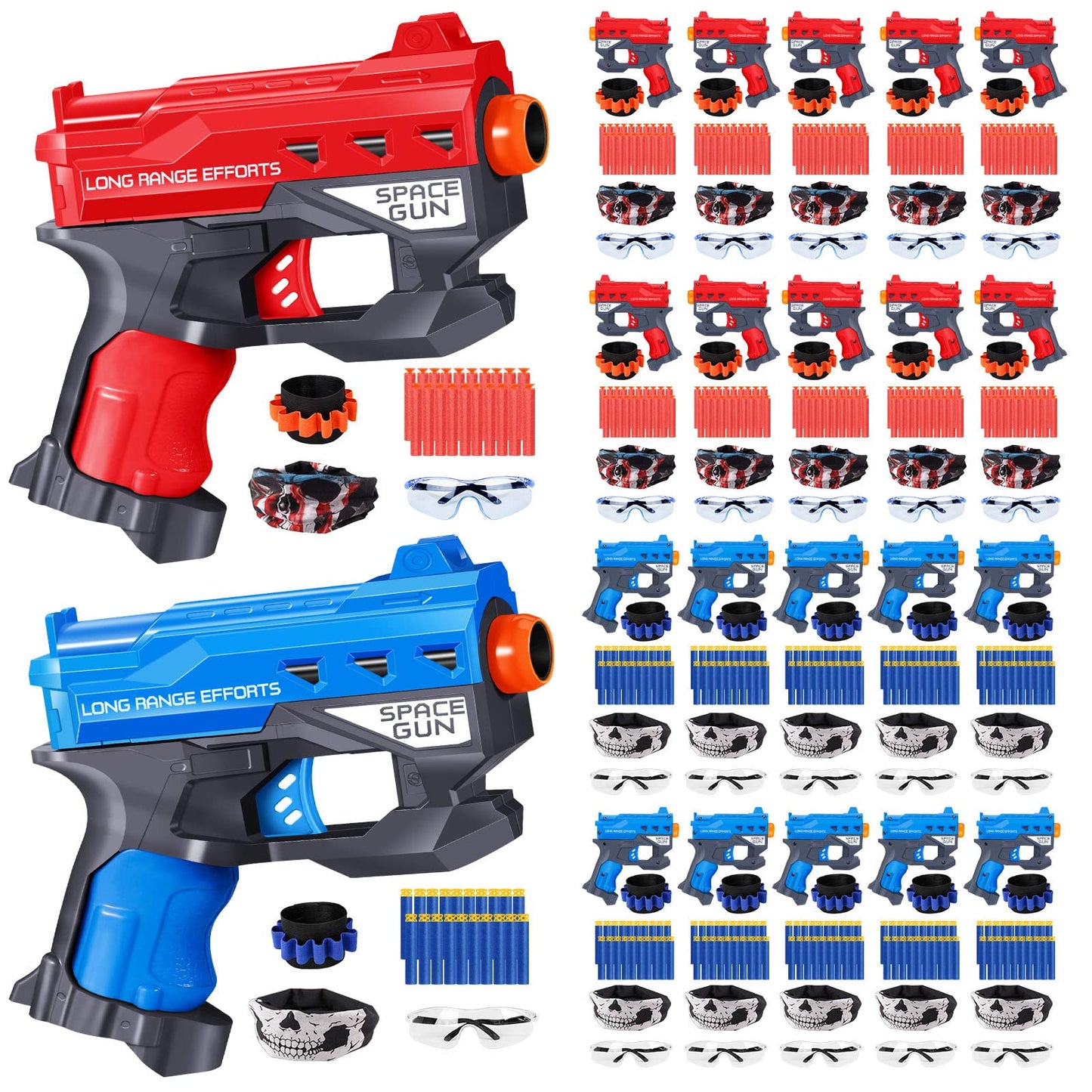 20 Pack Small Gun Set for Birthday Party Supplies with Mini Foam Blaster Fit for Nerf Guns Party,Gun Favors with Toy Gun for Kids 3-7,Bullet Holders,Foam Darts,Face Masks & Safety Glasses