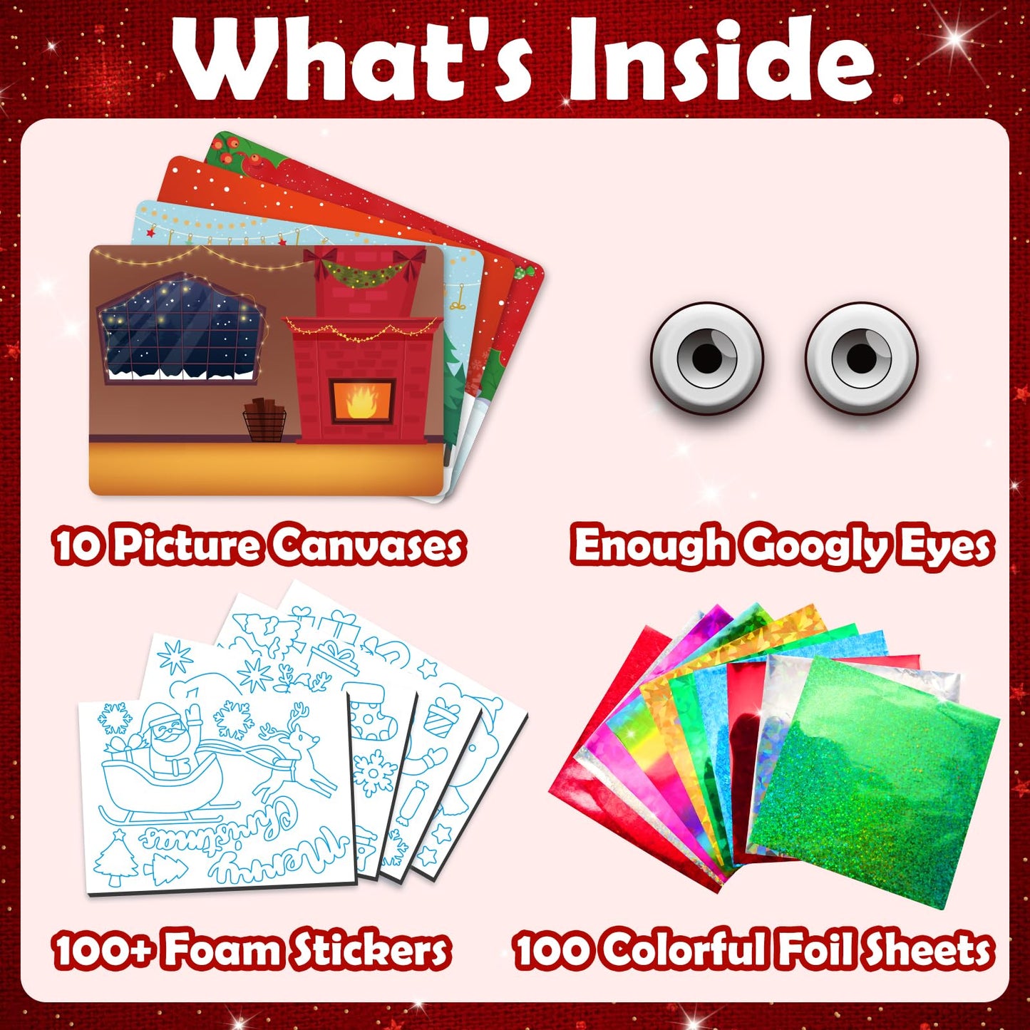 ZMLM Arts Crafts Gifts for Kids: Foil Art for 4 5 6 7 8 9 10 Year Old Girls and Boys - Foil Arts & Crafts Gifts for Kids - Little Children's Fun Birthday Activities Kits Travel Toys(Christmas)