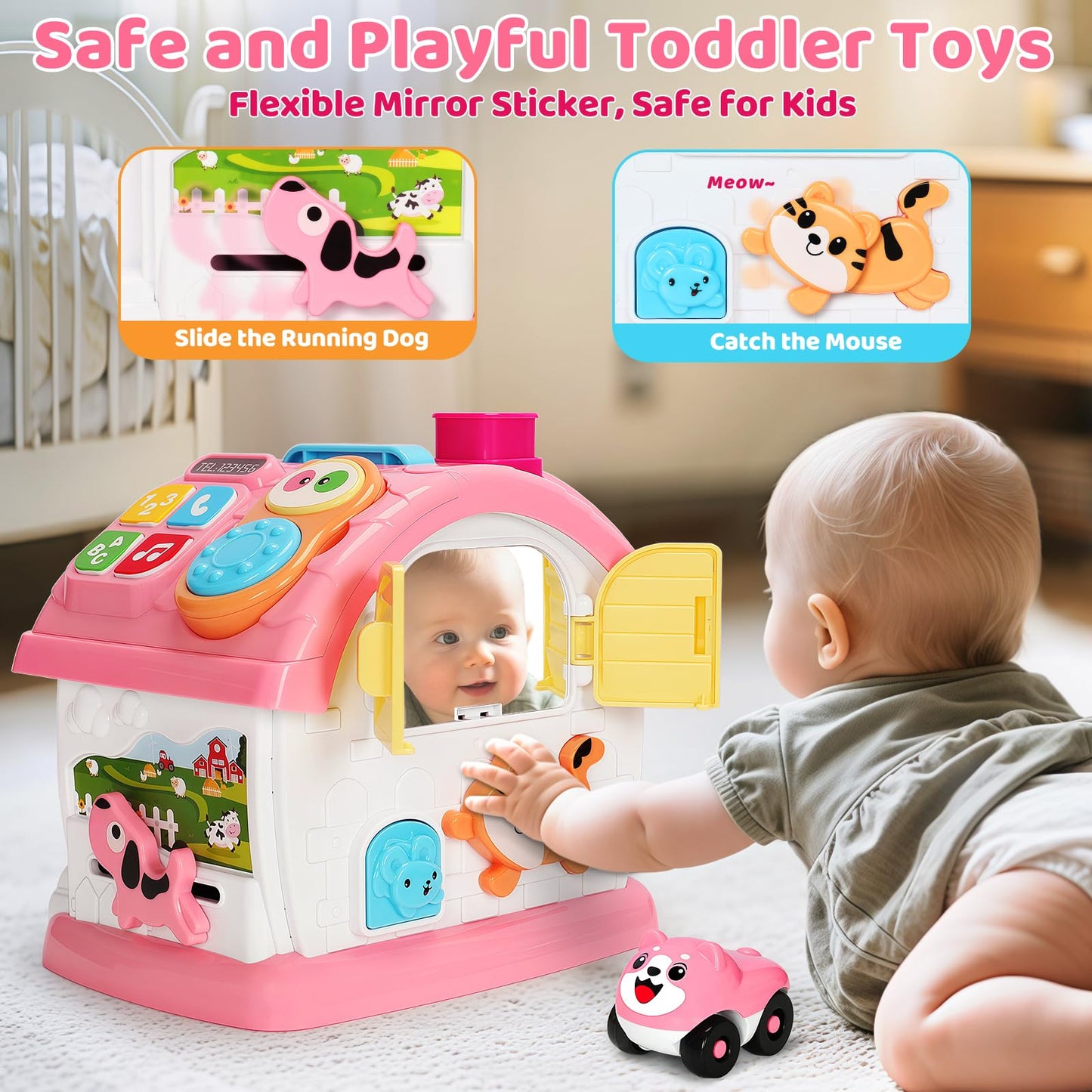 Montessori Toys for 1 Year Old Girls Gifts, Interactive Baby Musical Toy, 10-in-1 Musical Learning House 12-18 Months, First 1st Birthday Girl Gifts, for Toddler Age 1,2,3 Year Old Girl