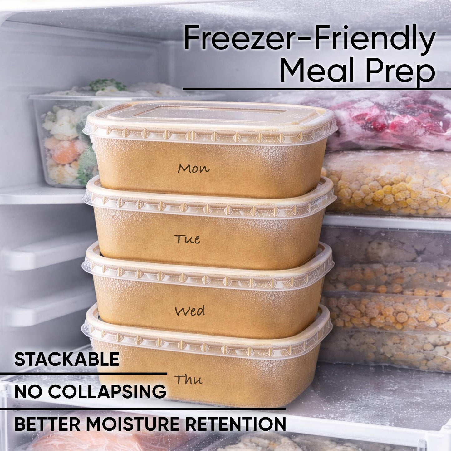 Leafiew 50 Pack 29Oz Disposable Meal Prep Containers With Lids - Microwave and Freezer Safe Kraft Paper Bowls with Lids and Forks - Disposable Food Containers - To Go Bowls for Food Prep and Salad