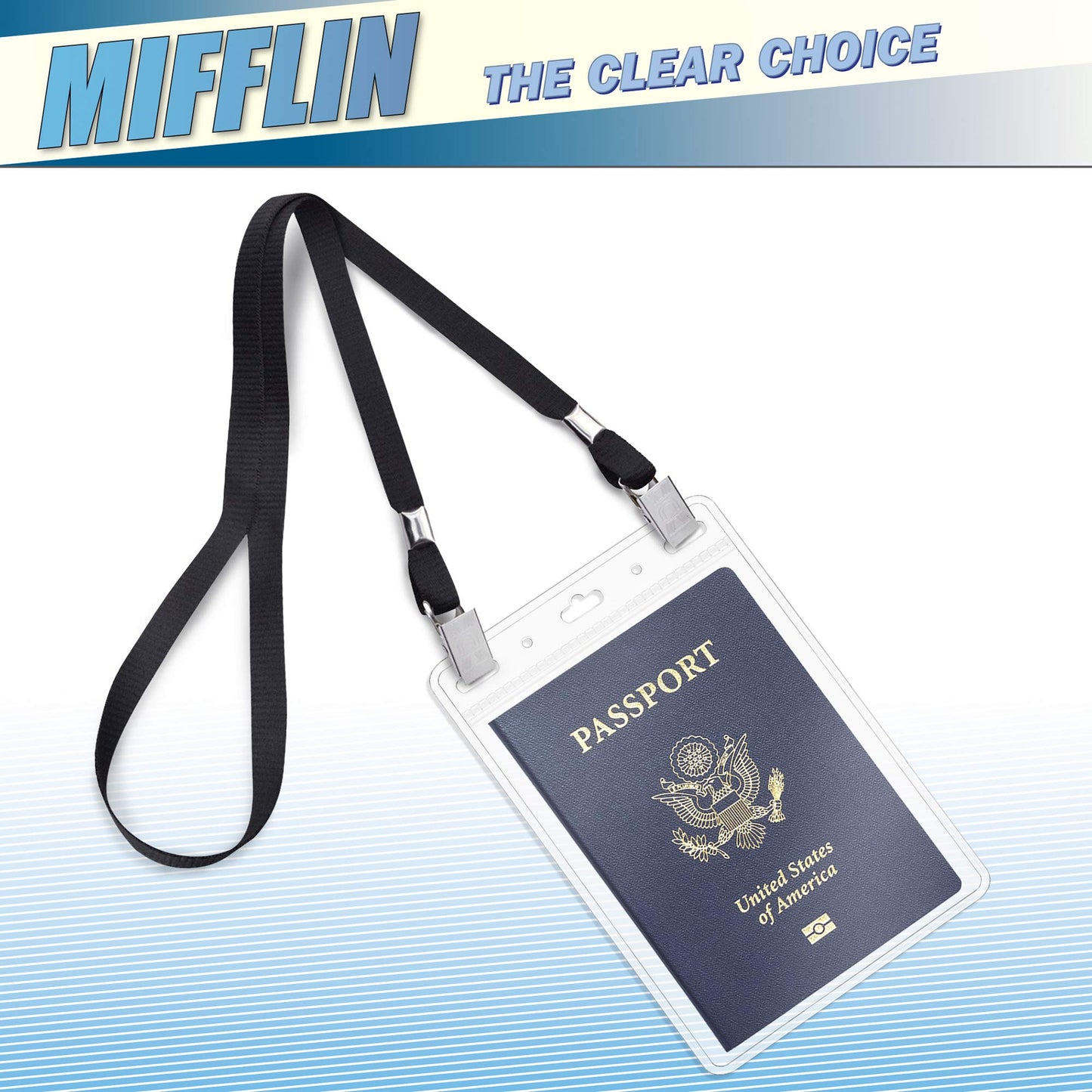 Mifflin-USA Passport & Card Holders (Clear, 4x6 Inches, 250 Pack), Extra Large ID Name Badge Holder, Zipperless Vertical Plastic Card Holders