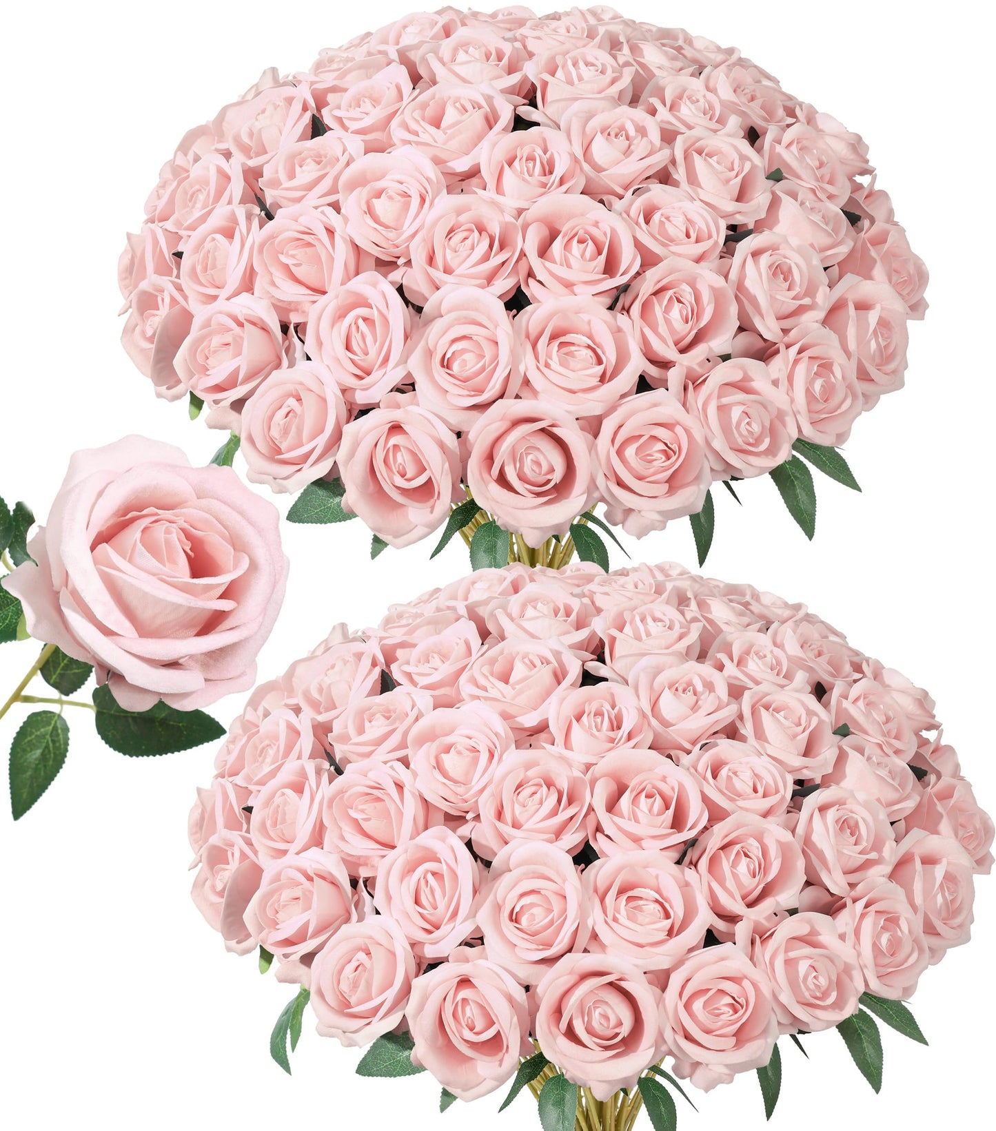 50 PCS Roses Artificial Flowers, Fake Roses with Stem Realistic Blush Silk Rose for DIY Wedding Bouquets Table Centerpieces Arrangements Baby Shower Birthday Home Decor Valentines Day Gift for Her