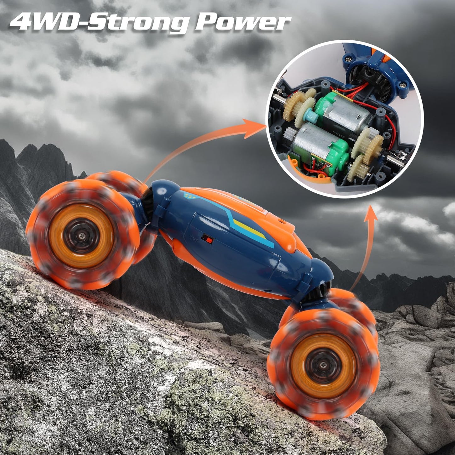 QXHOL Gesture Sensing RC Stunt Car - Boys Toys Age 6-8-12, 4WD Hand Controlled Remote Control Twist Car with Light & Music, Cool Birthday Presents and Ideas Gifts for Kids Age 7 9 10 11 12 Years Old