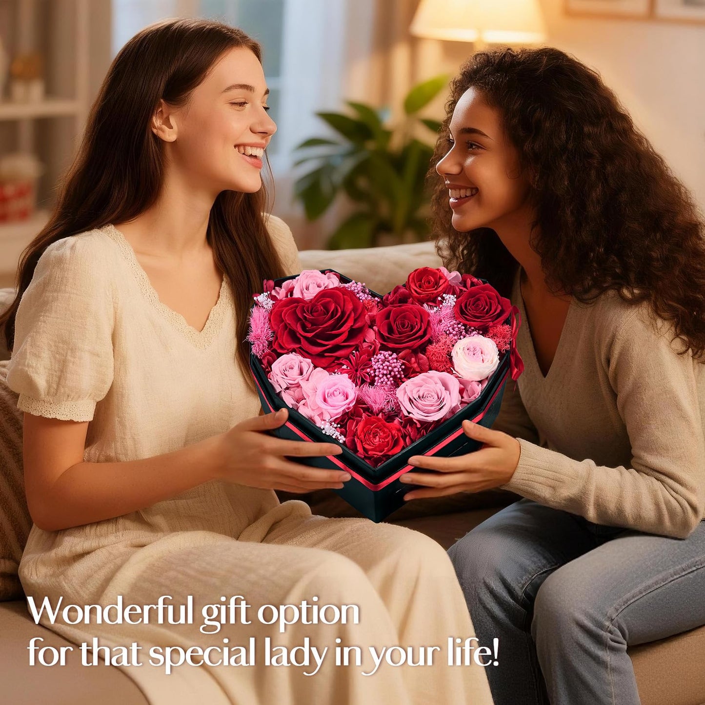 MARTINE MALL Forever Flowers for Delivery, Birthday Gifts for Women Mom 10 Preserved Real Roses in a Box Gift for Girlfriend Wife Grandma Lasting Eternal Flowers with Necklace, Red
