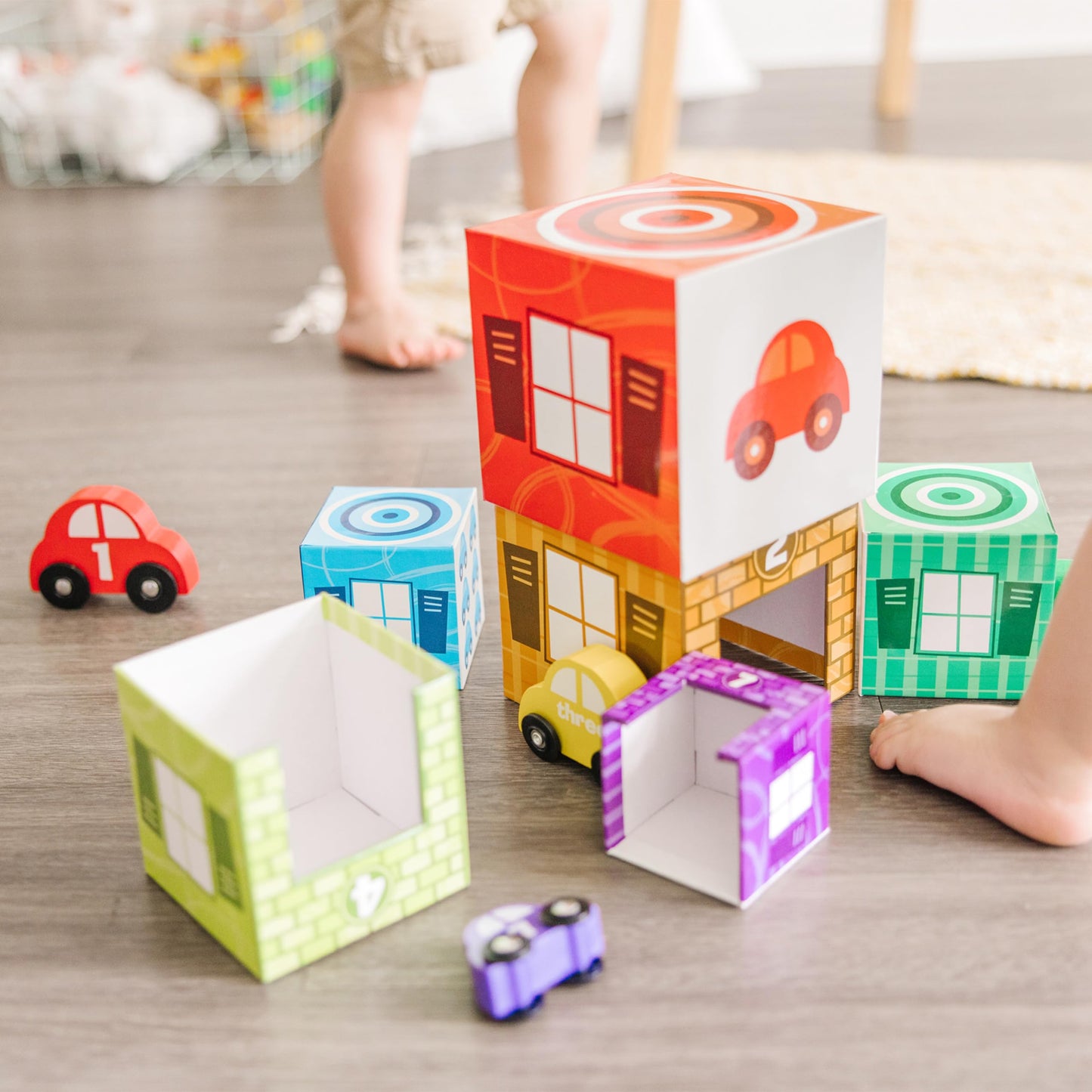 Melissa & Doug Nesting and Sorting Garages and Cars with 7 Graduated Garages and 7 Stackable Wooden Cars - FSC CertifiedNumbers Learning Toys, Sorting and Stacking Toys for Toddlers Ages 2+